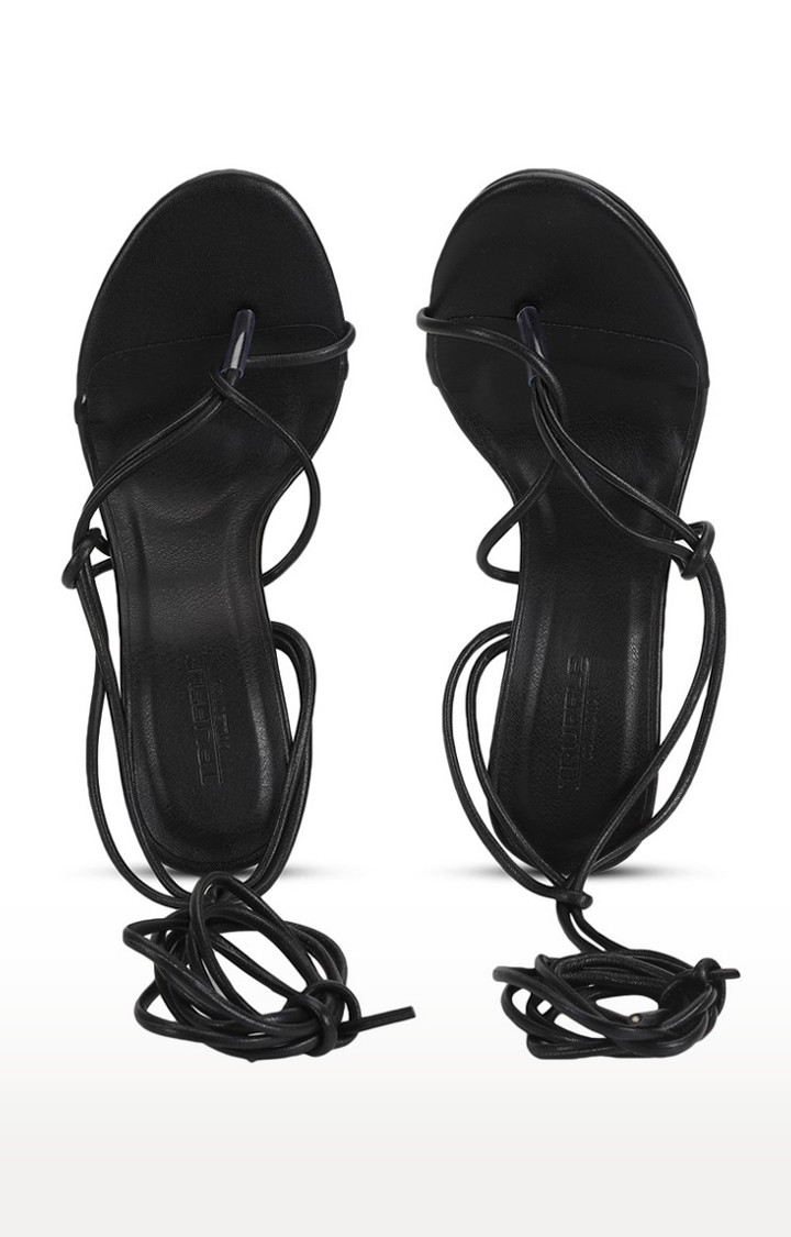 Women's Black Solid PU Sandals