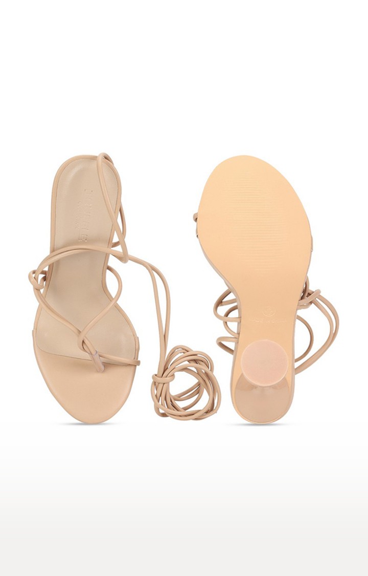 Women's Beige Solid PU Sandals