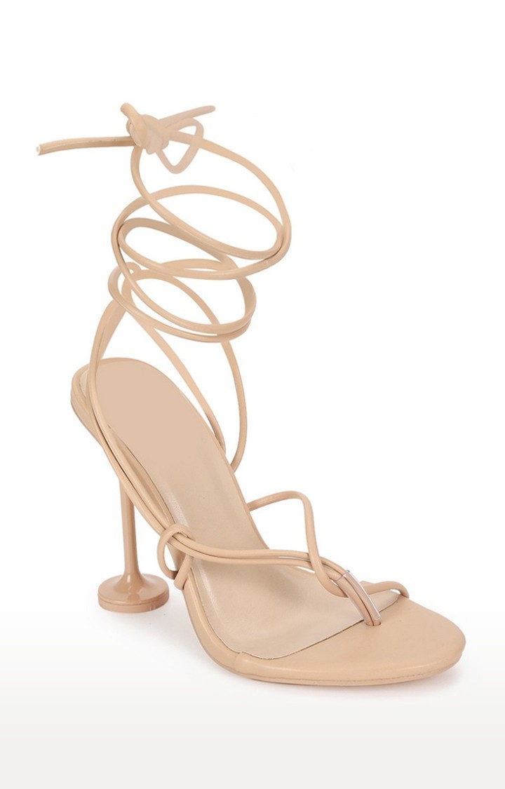 Truffle Collection | Women's Beige Solid PU Sandals