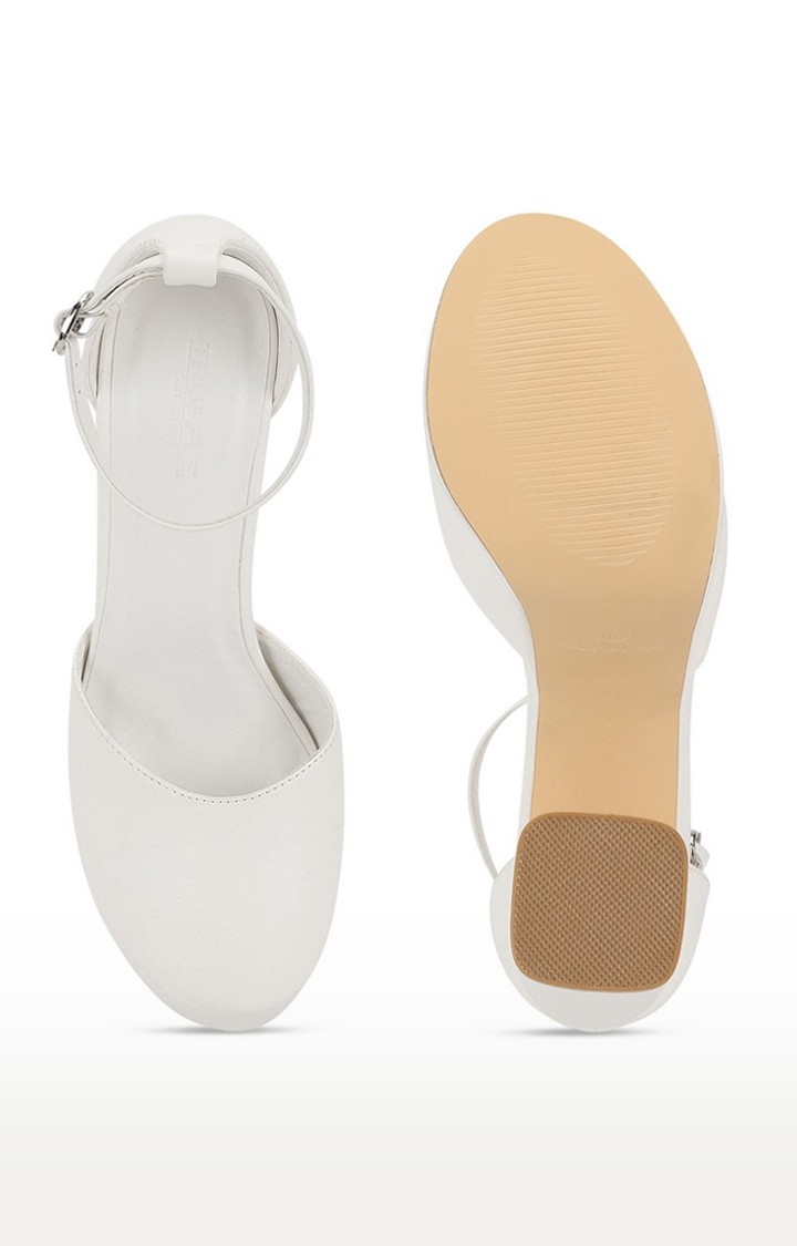 Women's White Solid PU Sandals