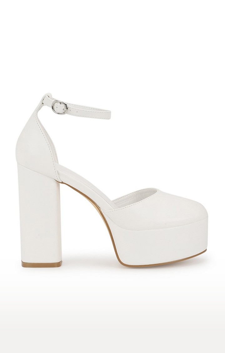 Women's White Solid PU Sandals