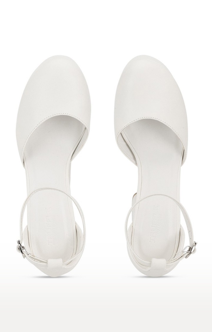 Women's White Solid PU Sandals