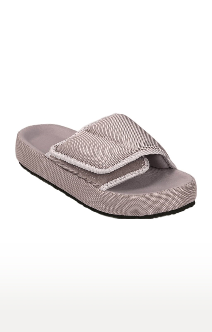 Truffle Collection | Women's Grey Synthetic Solid Slip On Flip Flops 0