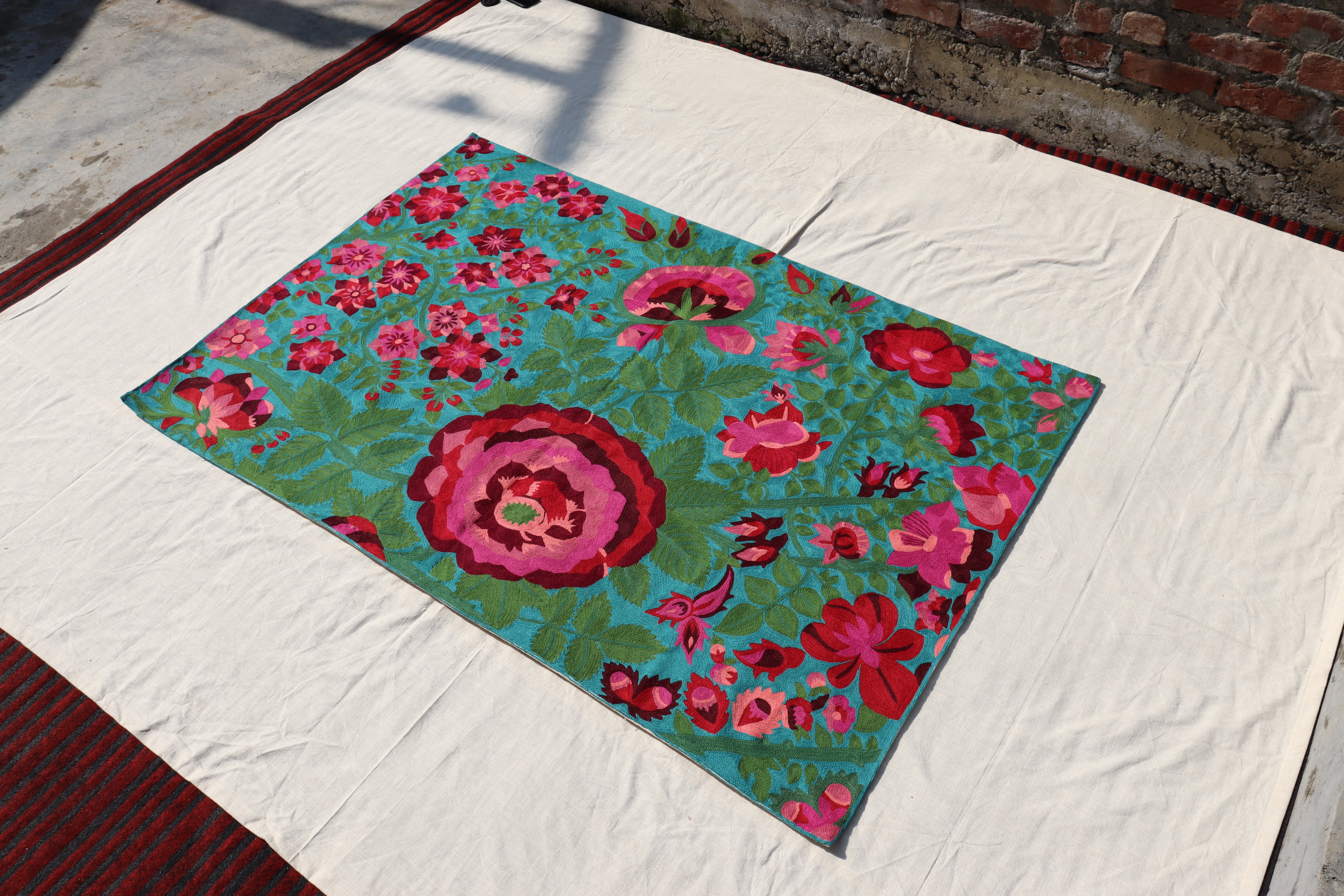 PERSIAN BLUE WITH RASPBERRY PINK FLOWERS