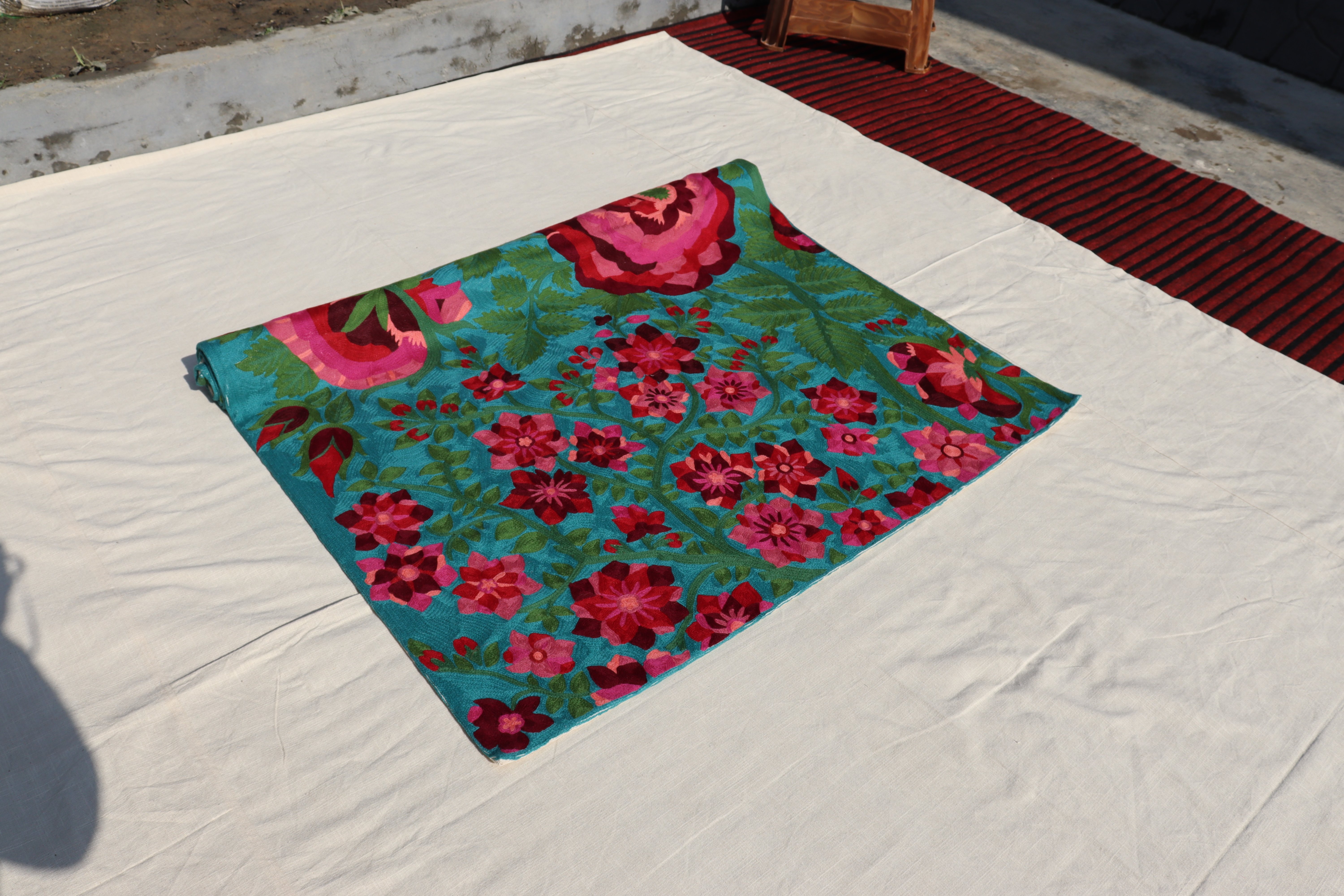 PERSIAN BLUE WITH RASPBERRY PINK FLOWERS