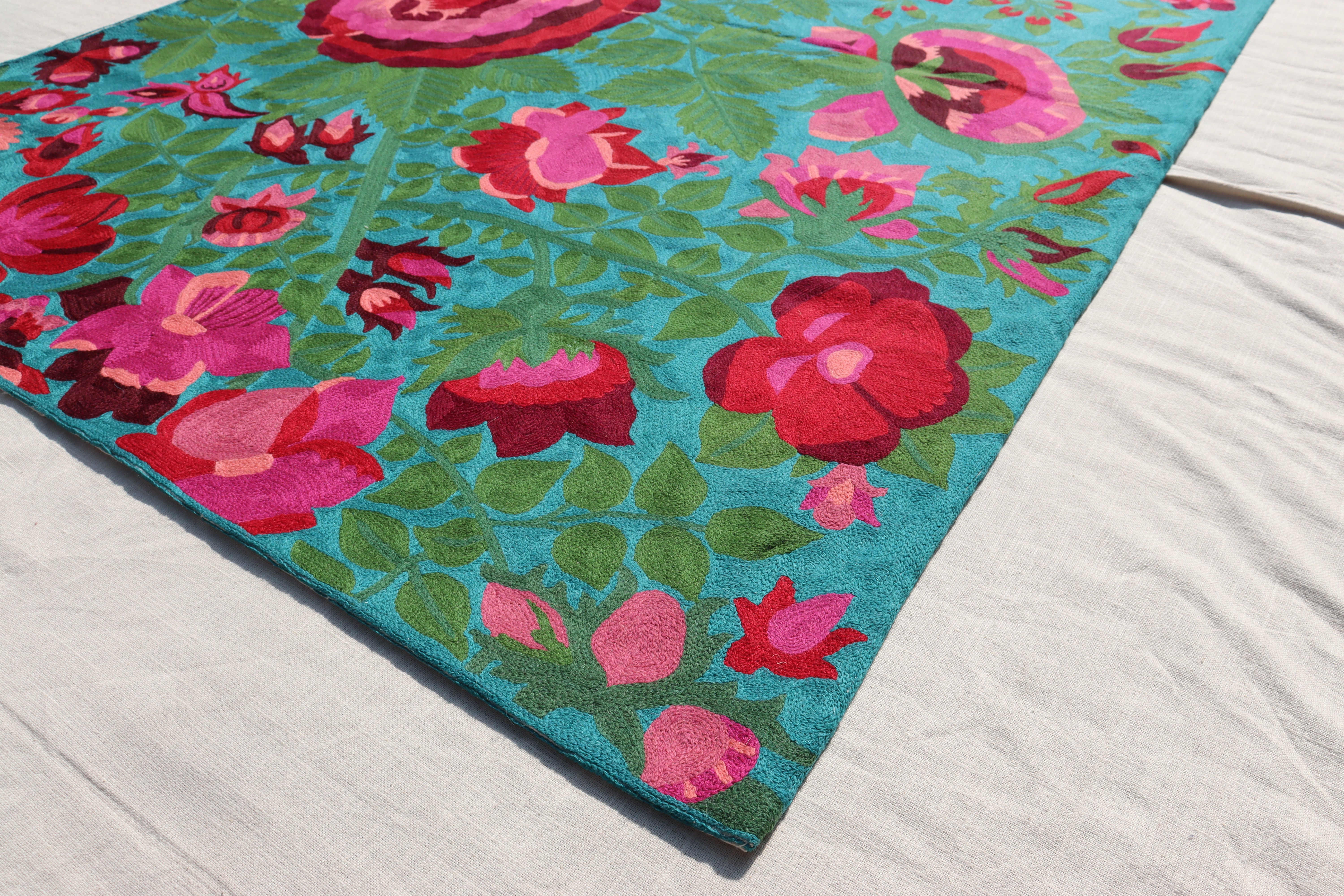 PERSIAN BLUE WITH RASPBERRY PINK FLOWERS