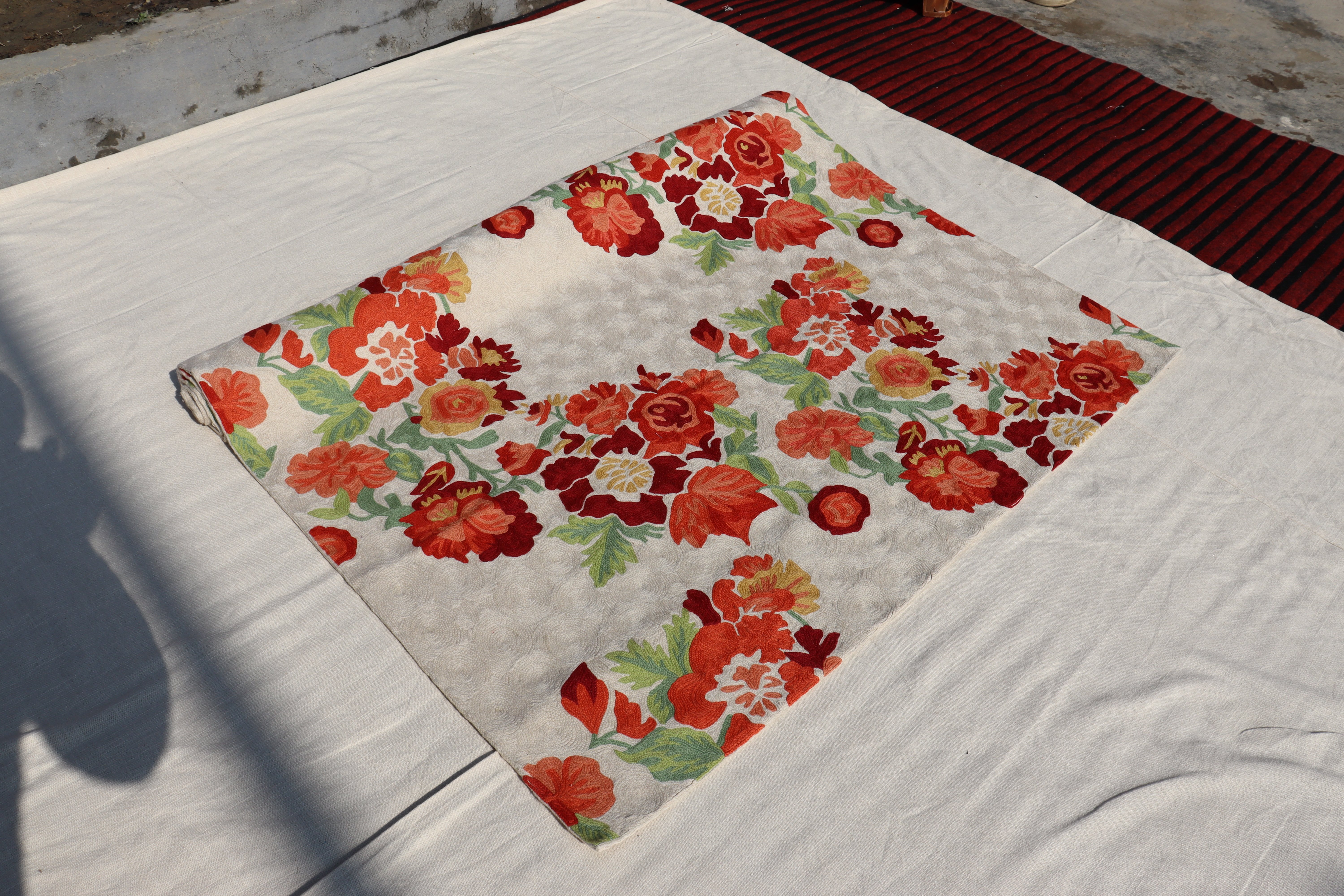 CREAM WITH TANGERINE FLOWERS