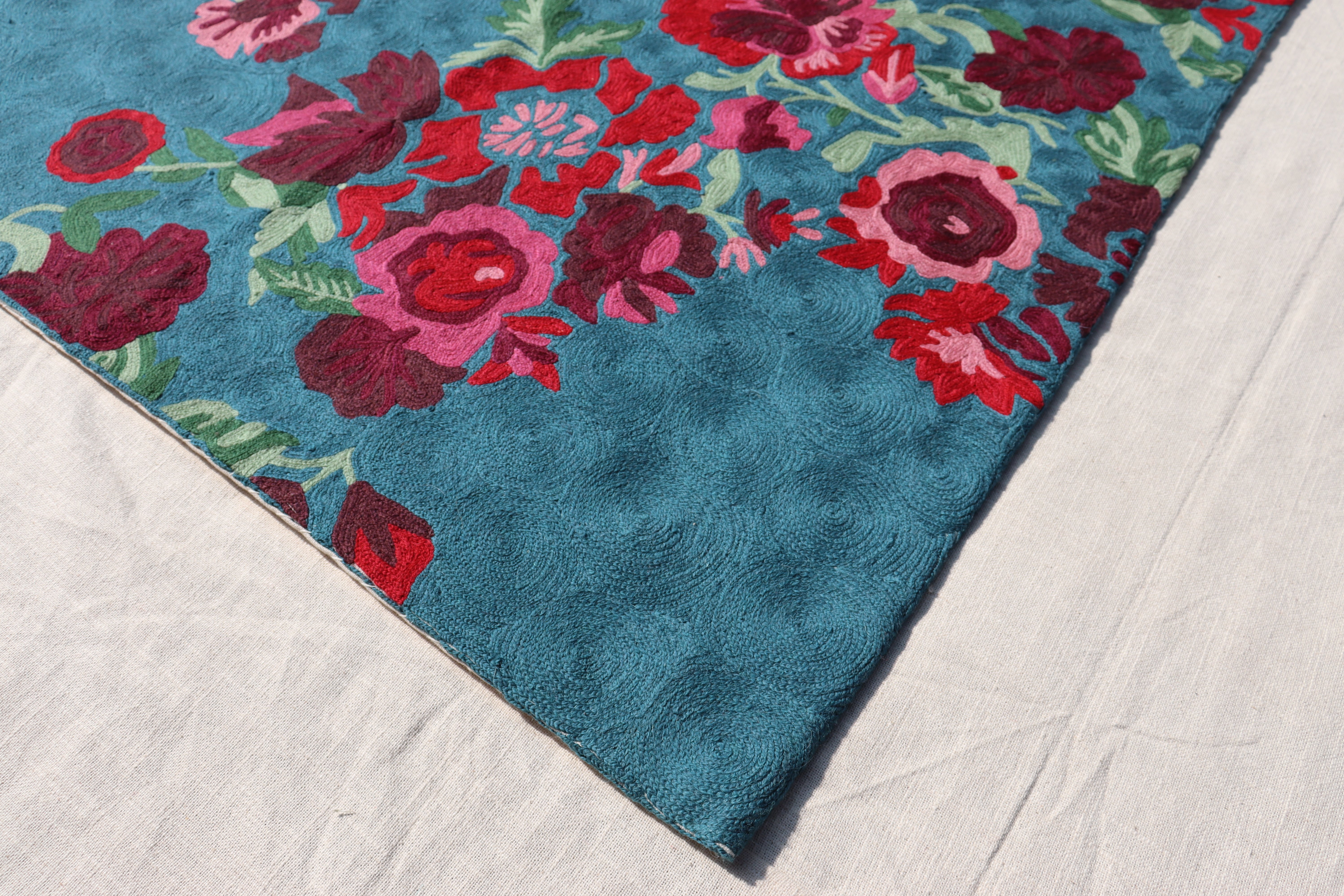 PERSIAN BLUE WITH RED FLOWERS