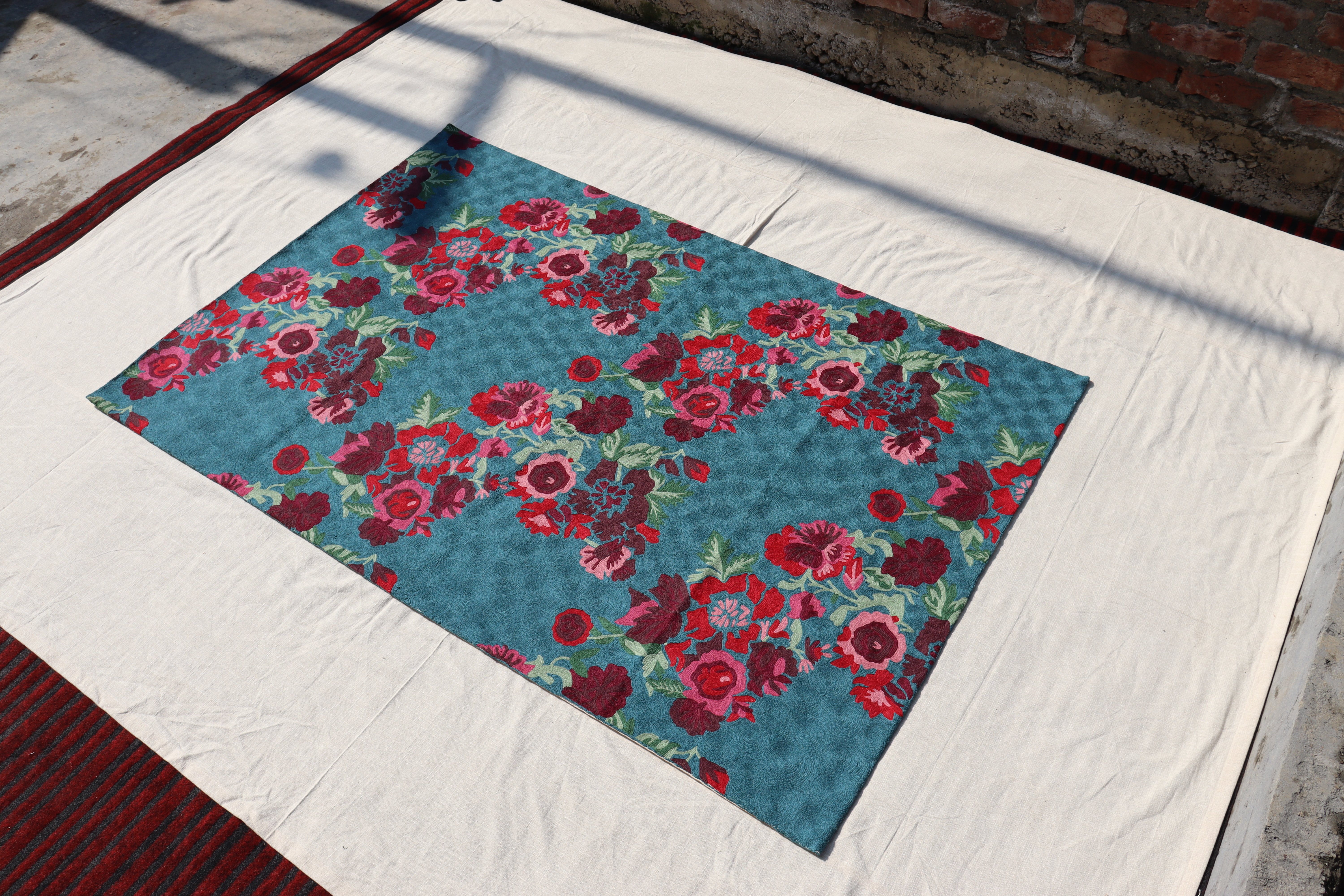 PERSIAN BLUE WITH RED FLOWERS