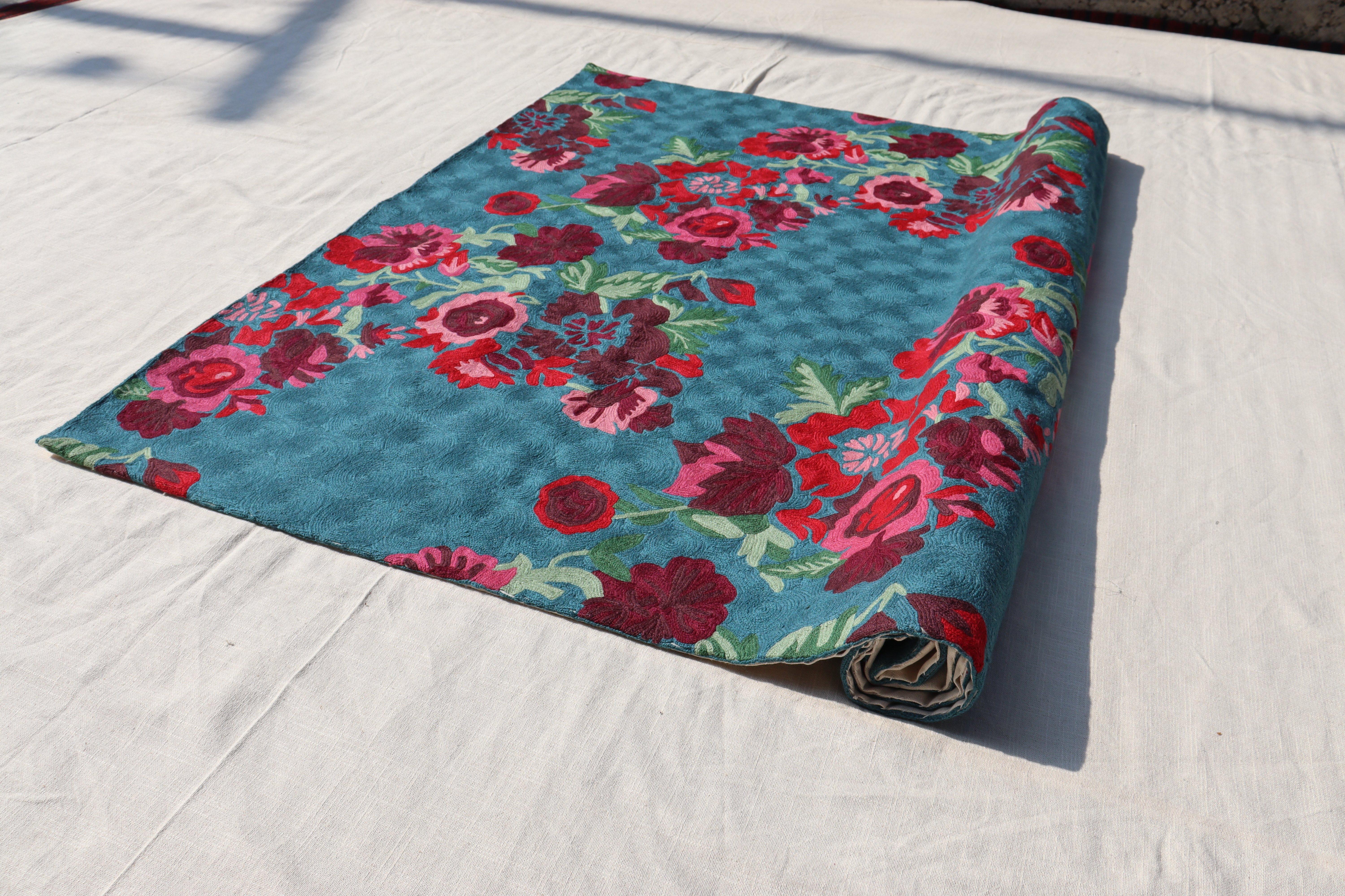 PERSIAN BLUE WITH RED FLOWERS
