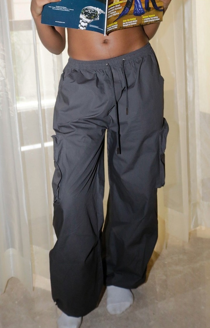 Beeglee | Women's Grey Tactical Parachute Pants