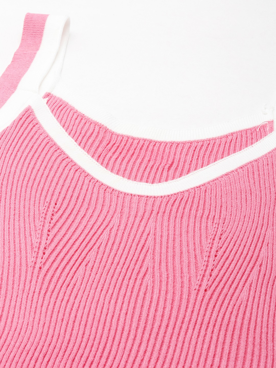 SHOWOFF Women's Shoulder Straps Solid Sleeveless Fitted Pink Crop Top