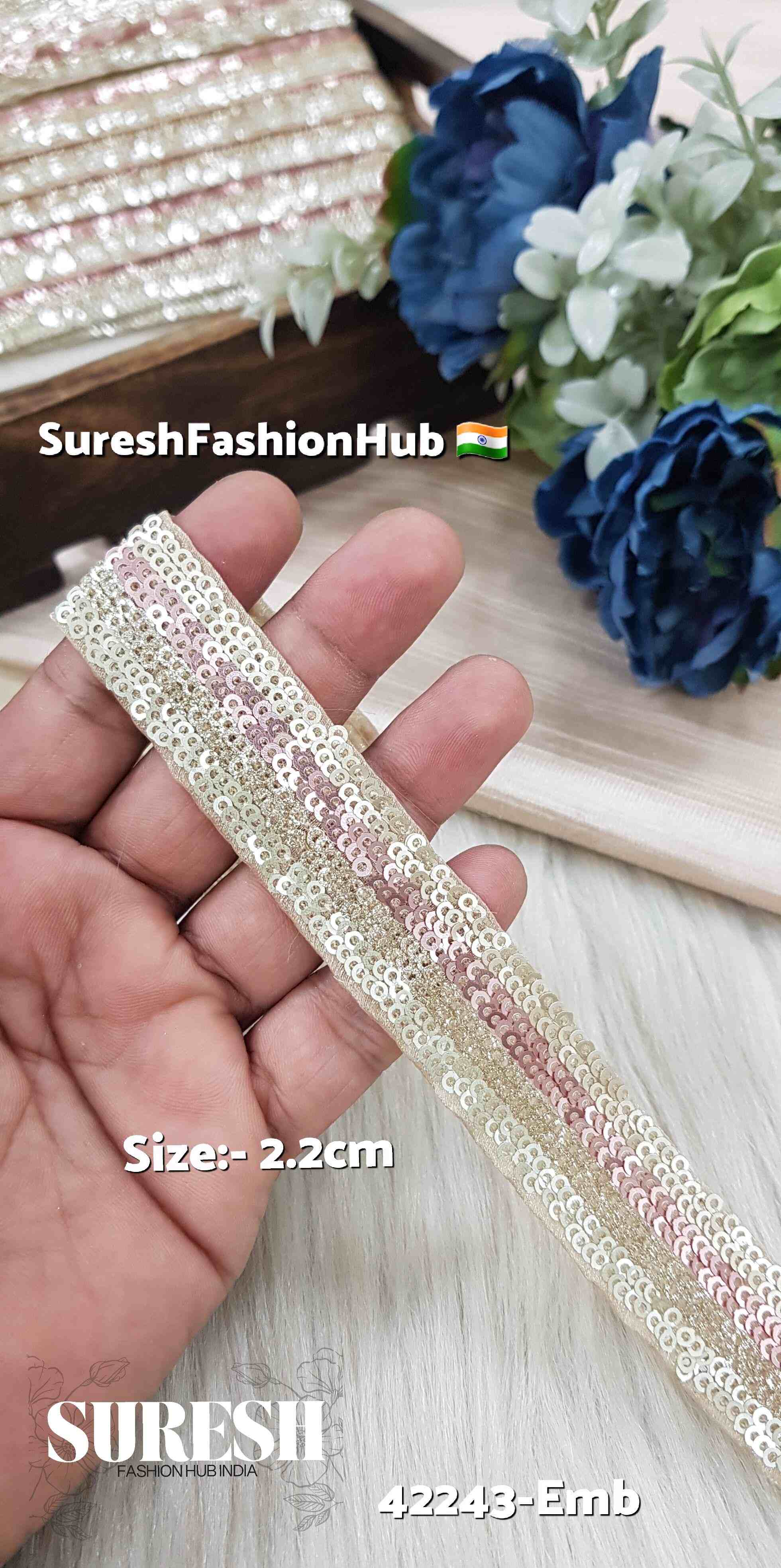 Baby Pink Organza Sequin Lace
