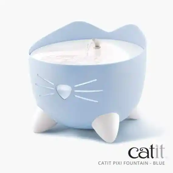 Catit | Catit Pixi Fountain Automatic Pet Water Fountain with Filter for Cats (Light Blue, 2.5 Litres)
