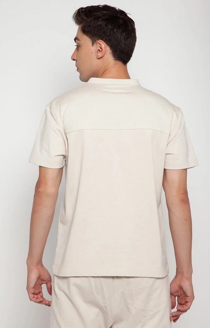 Beige Oversized Detail T-Shirt