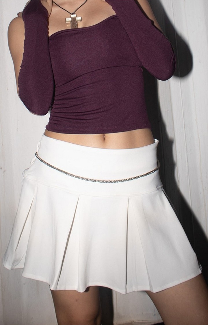 Beeglee | Women's White Pleated Skirt