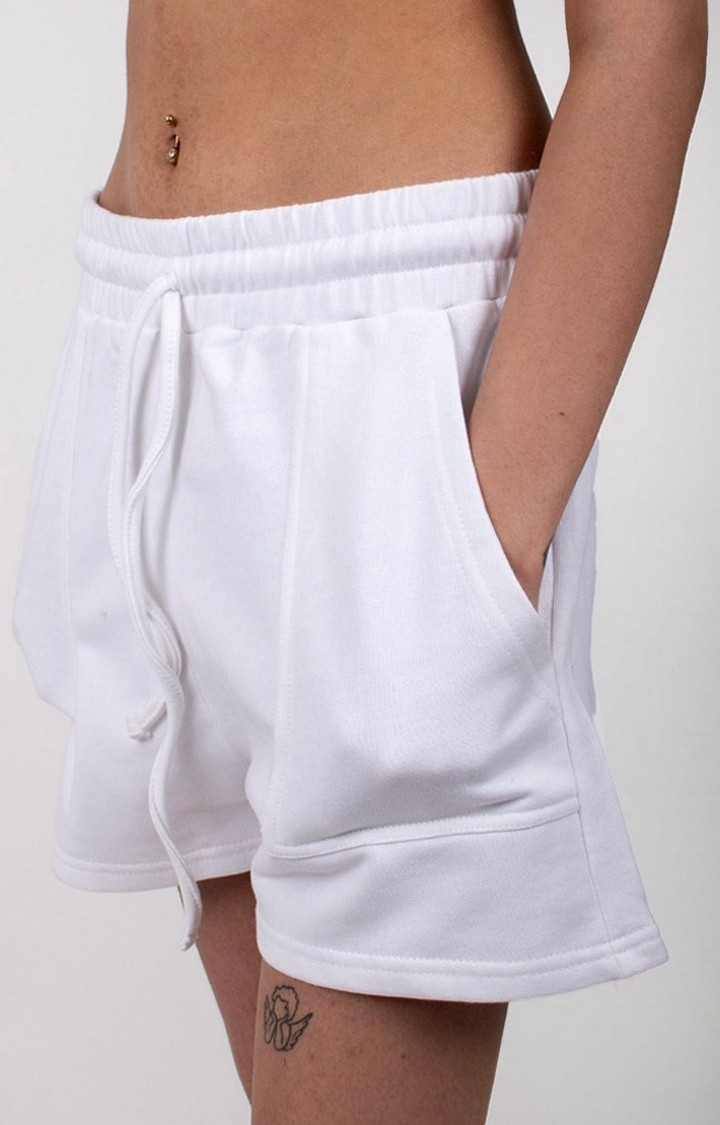 Women's White Terry Shorts
