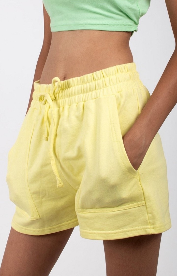 Beeglee | Women's Yellow Terry Shorts