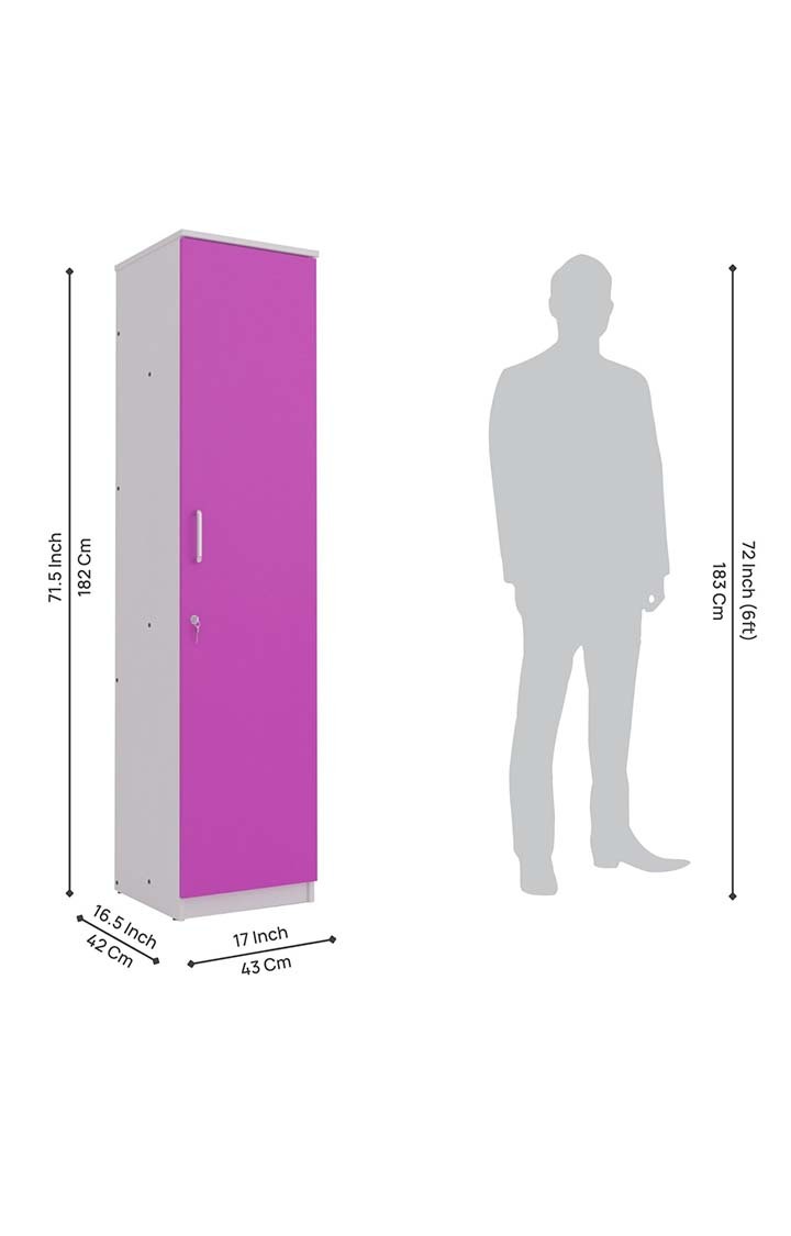 neudot Adona Engineered Wood Single Door Wardrobe - Pink