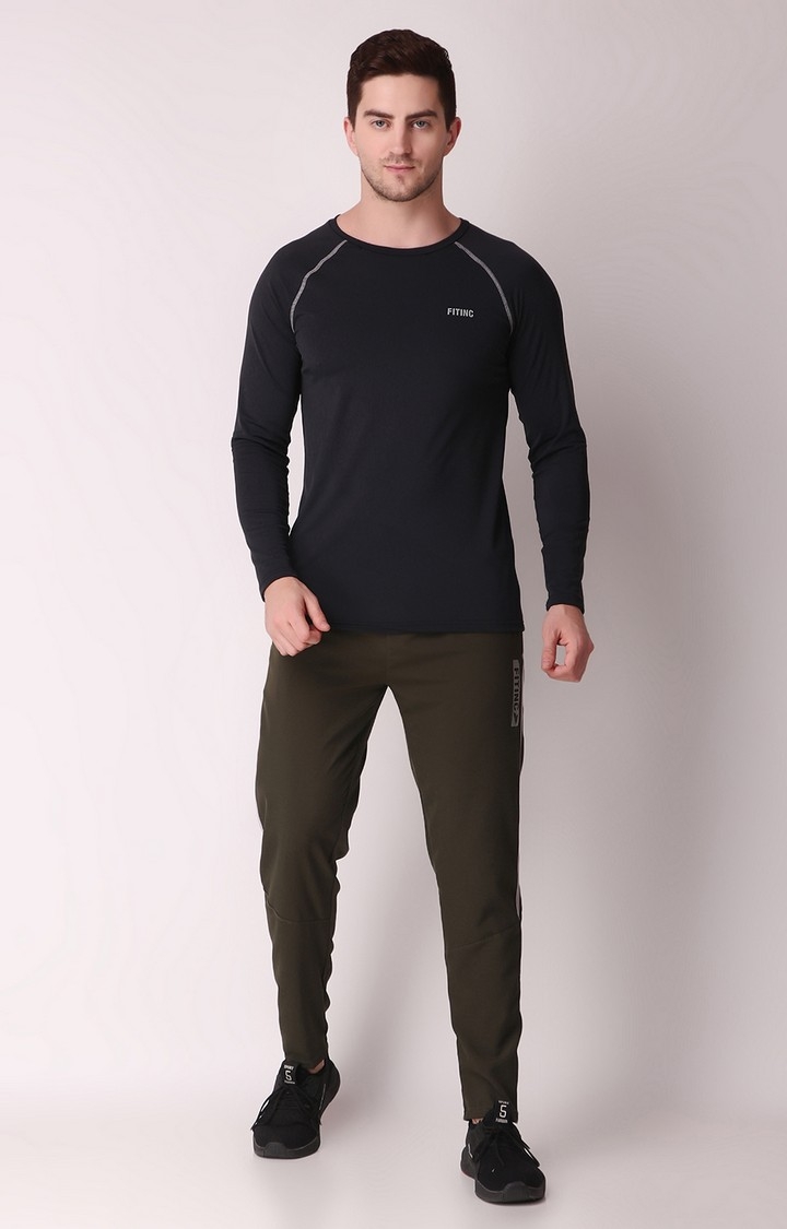 Men's Black Lycra Solid Activewear T-Shirt