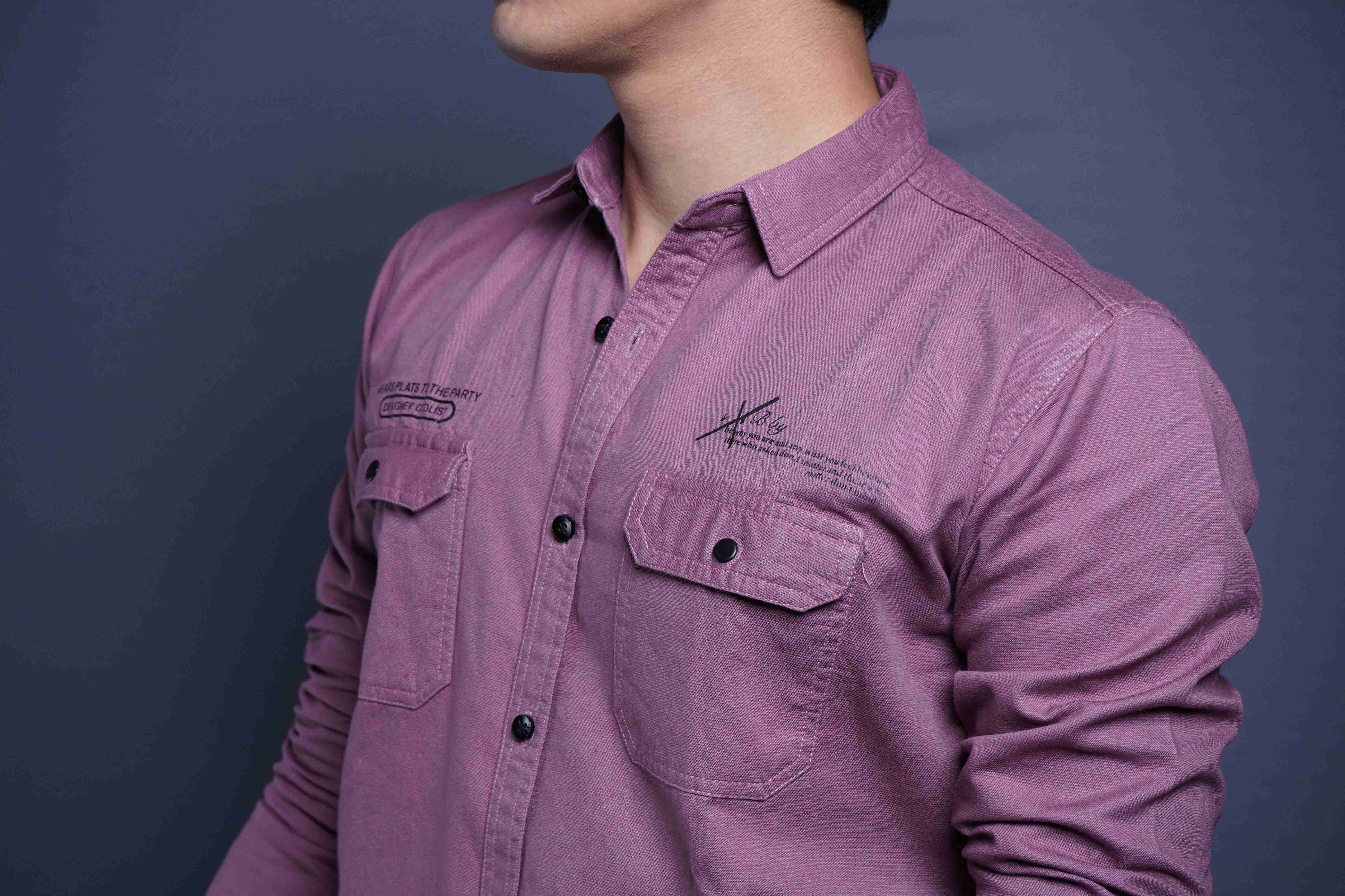 One Deenim Chic Dark Pink Cotton Casual Shirt