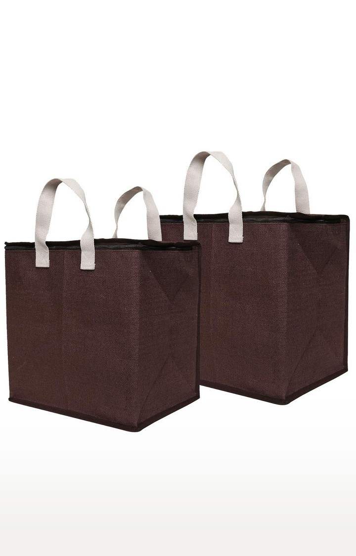 Double R Bags Jute Shopping Grocery Vegetable Bag With Reinforced Handles (Pack Of 2)