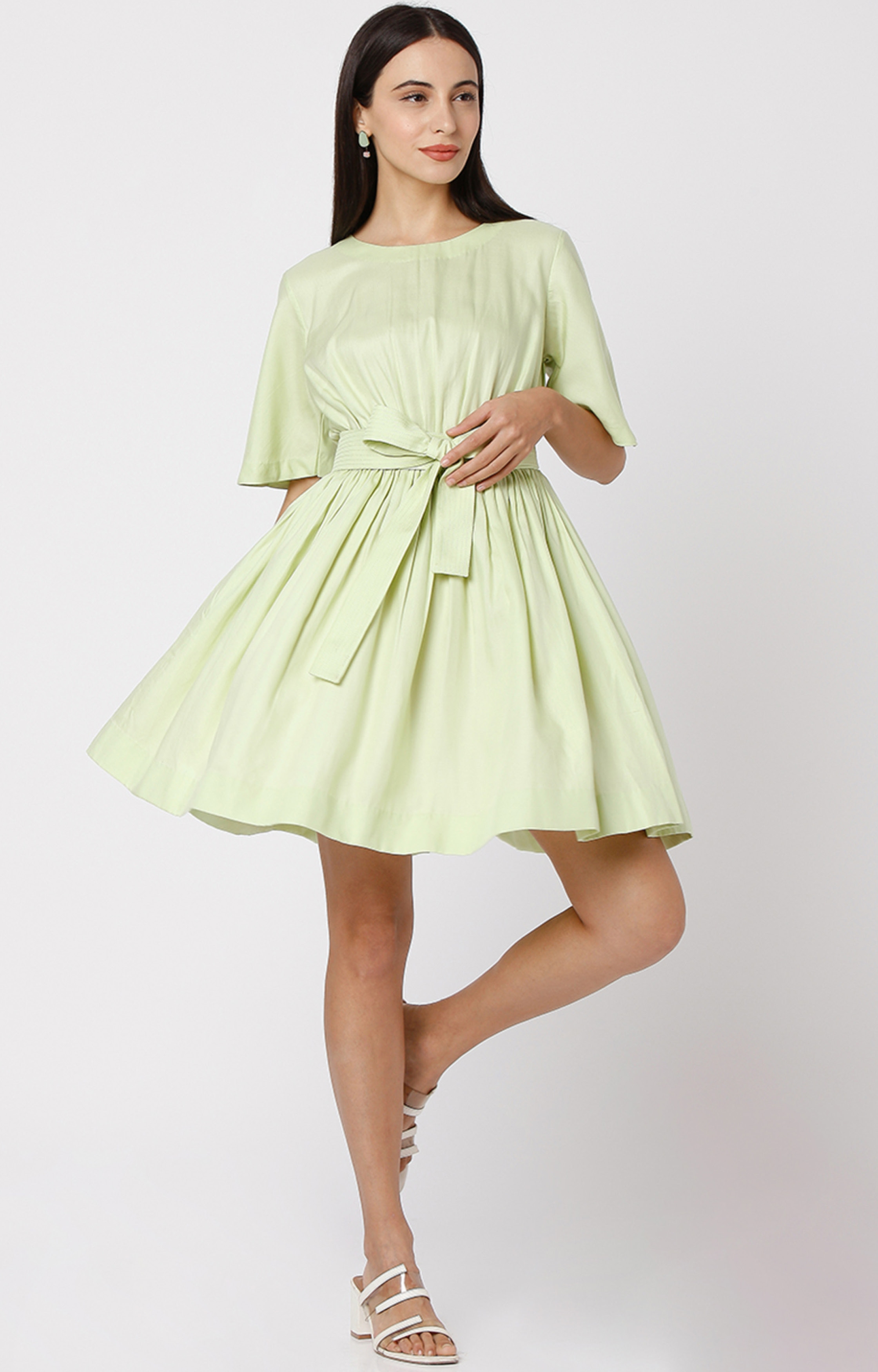 Lime Green Fit and Flare dress 