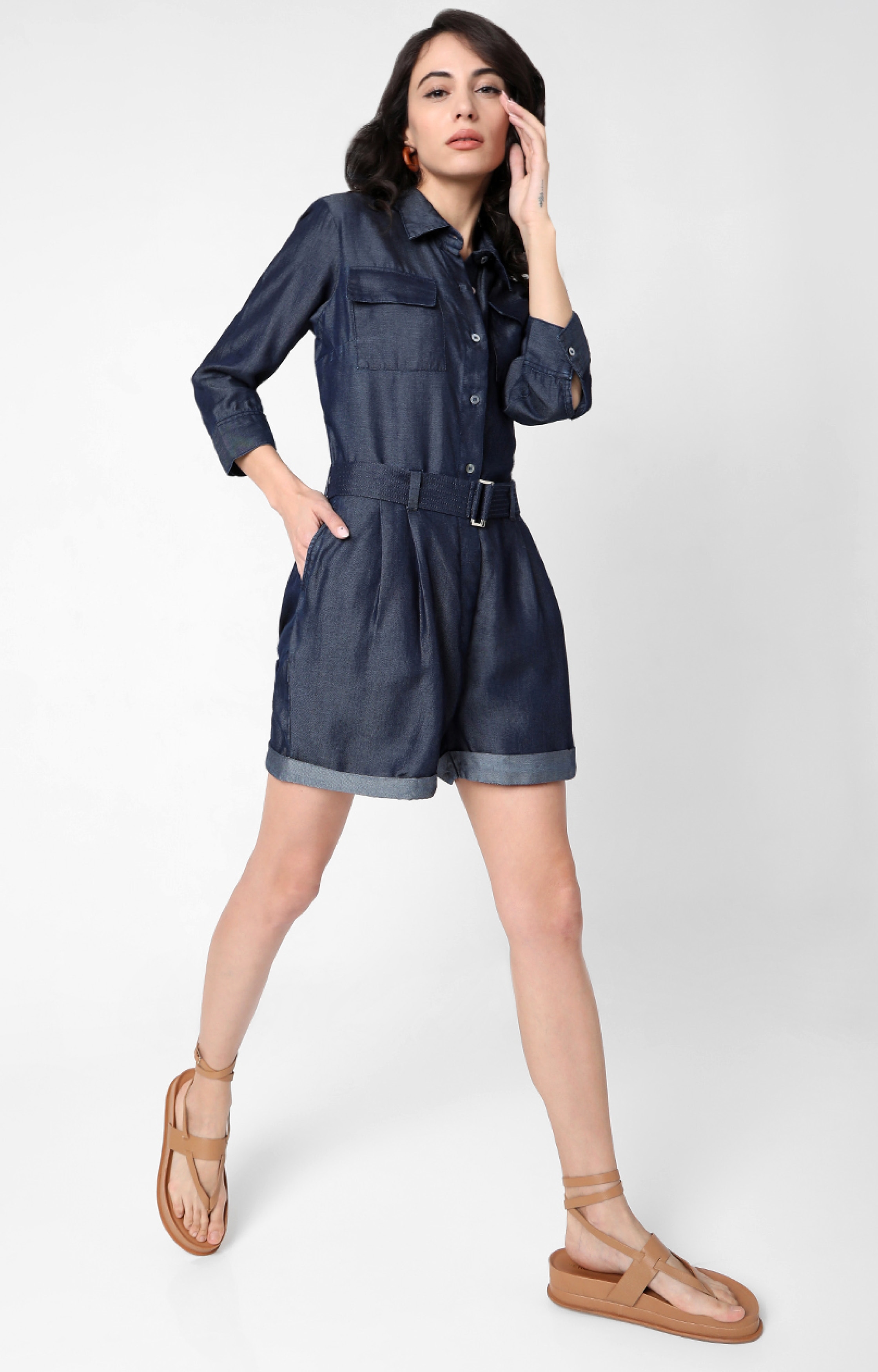 Tara And I | Relaxed Denim Playsuit undefined