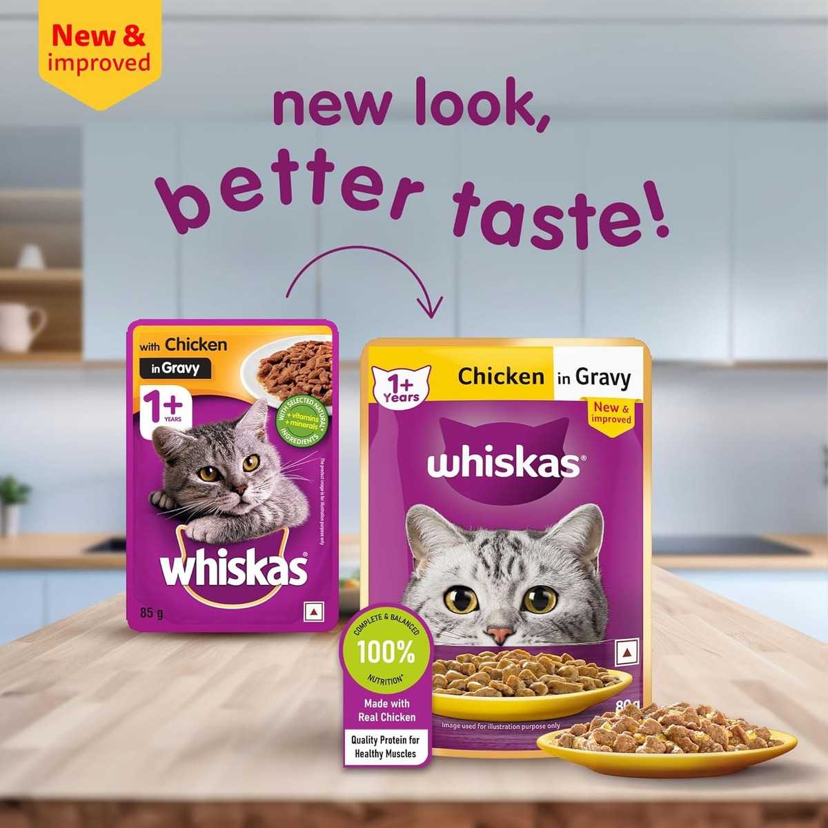 Whiskas Chicken Gravy Adult Wet Cat (1+ year) Food, 80g