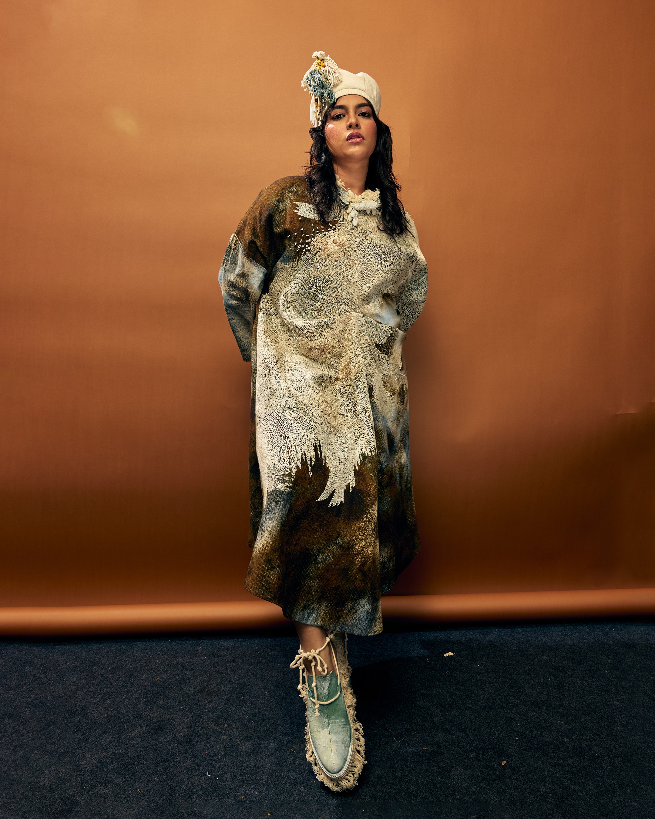 Brown Wash Tuck Dress