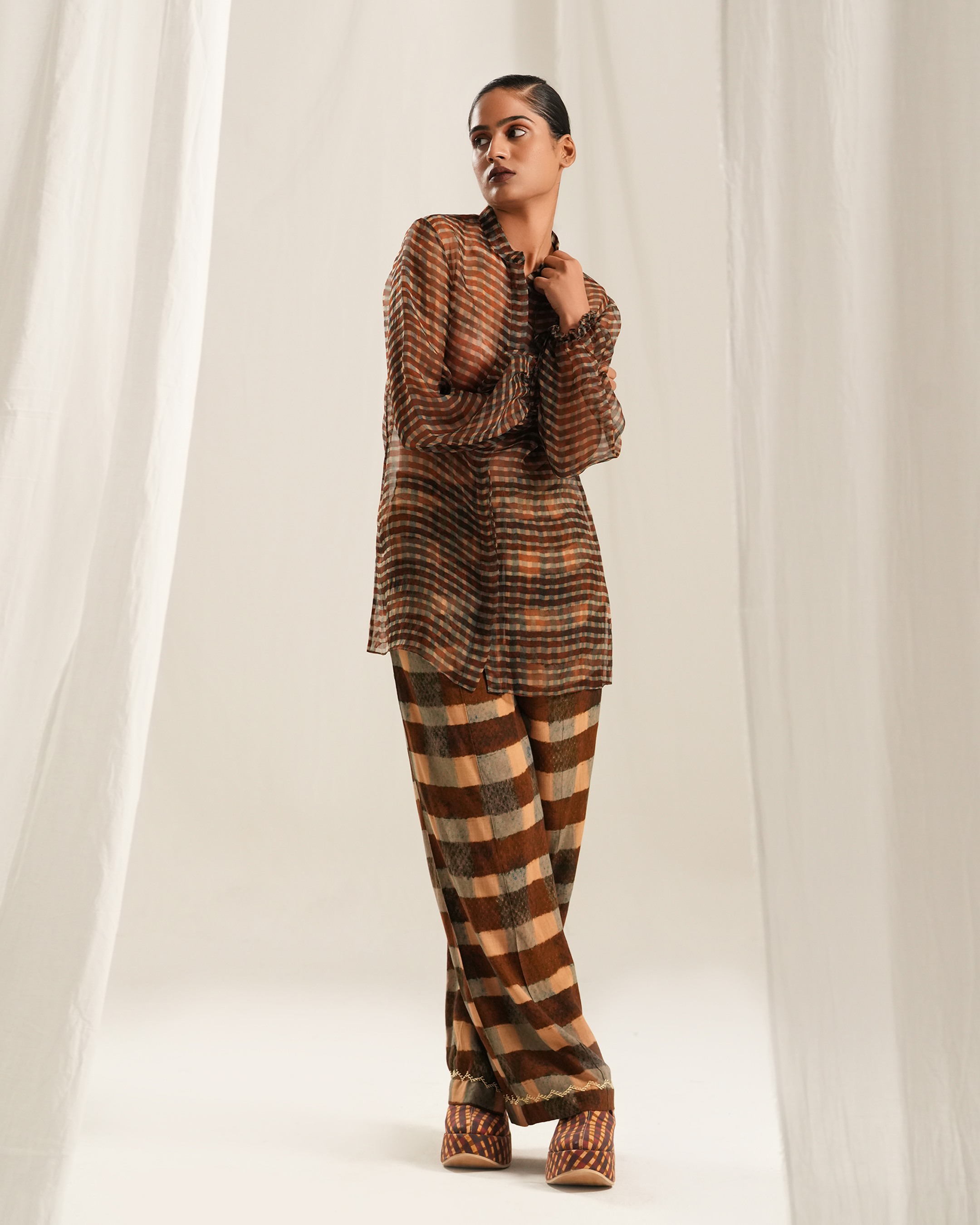 Blue Brown Plaid Co-ord