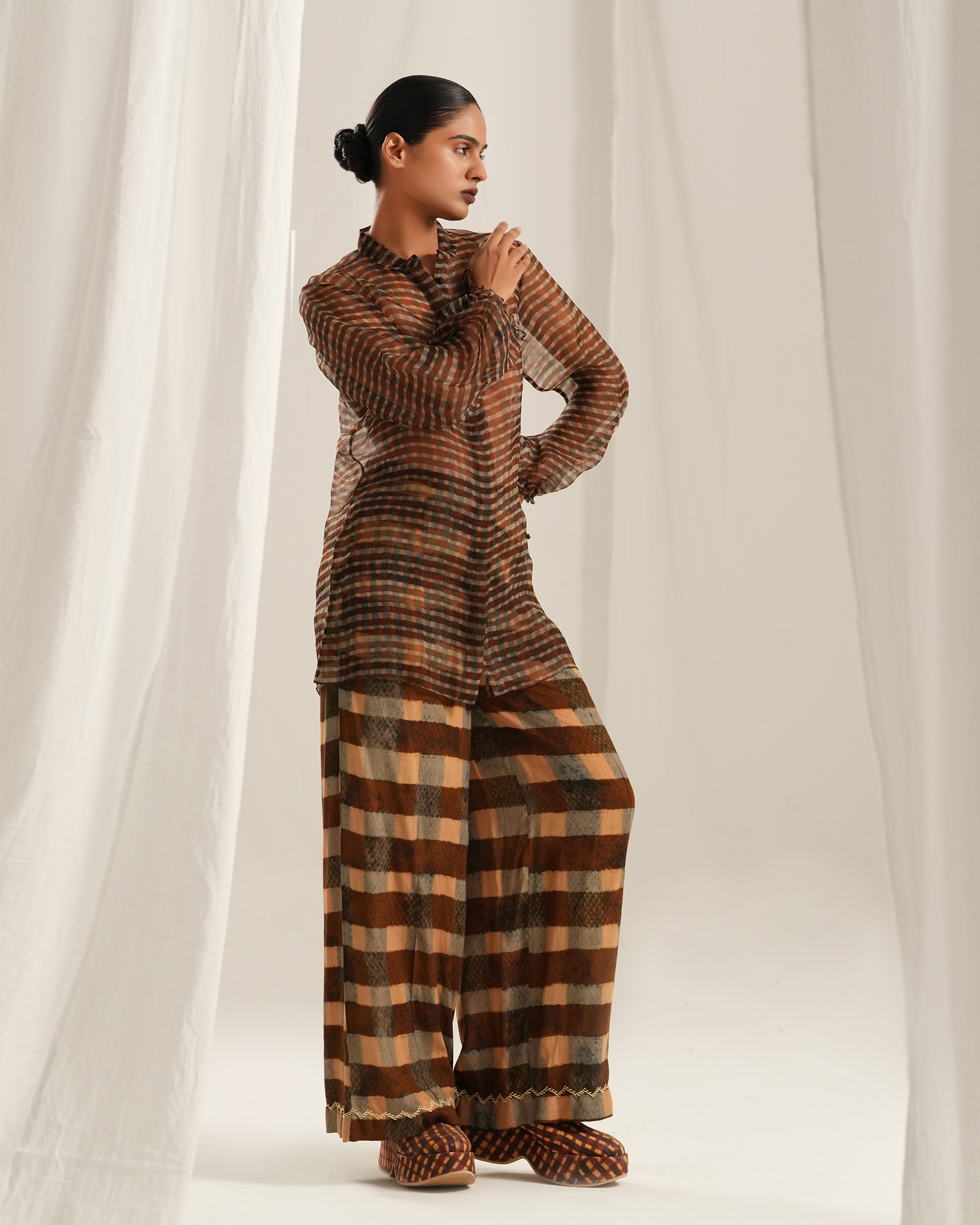 Blue Brown Plaid Co-ord