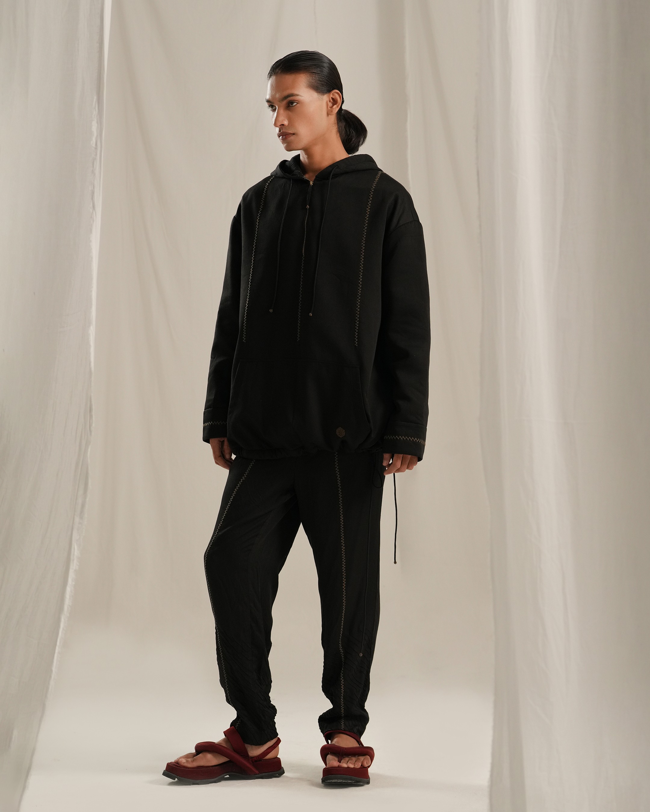 Jade Black Texture Trouser
