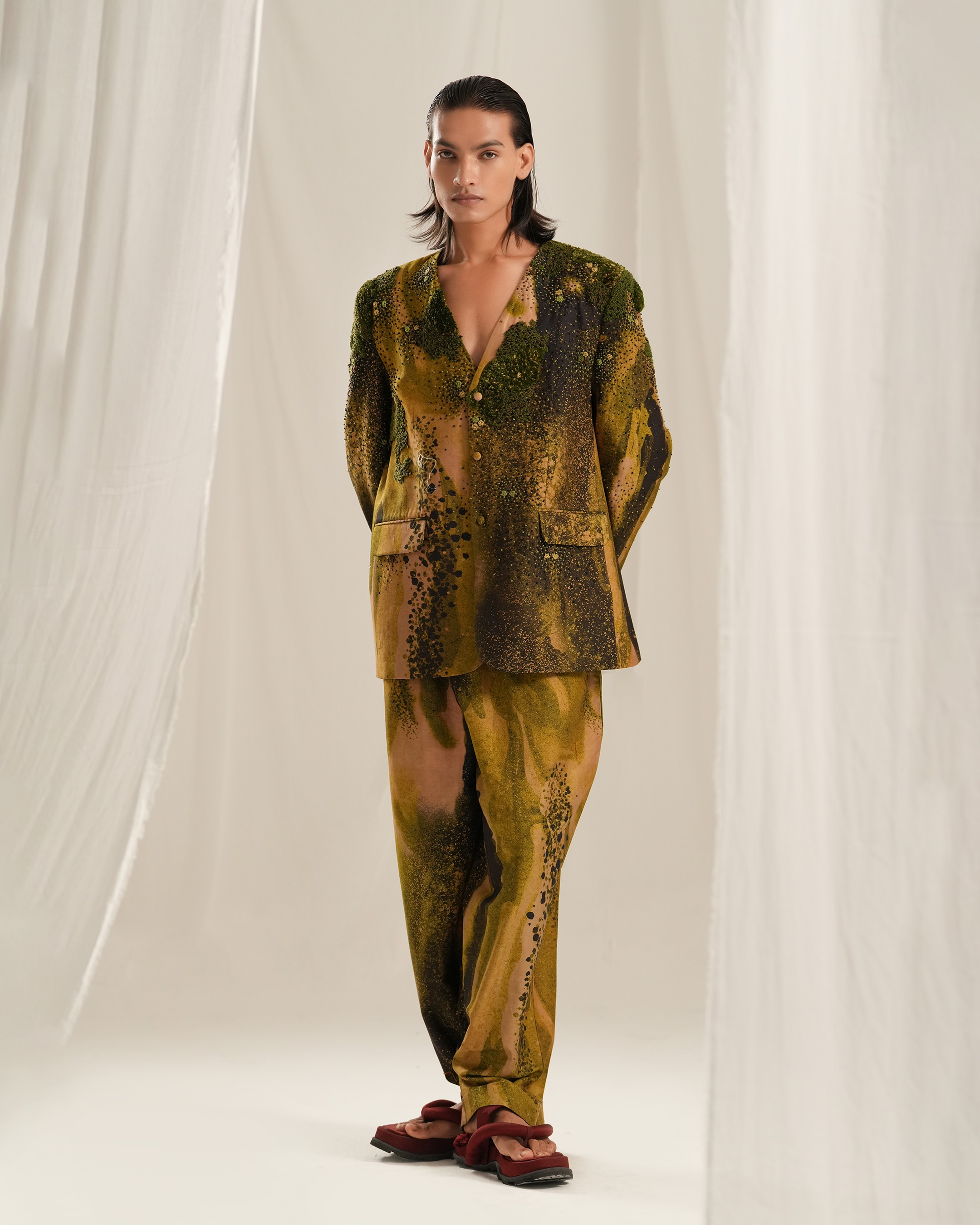 Green Glade Emb. Blazer Set