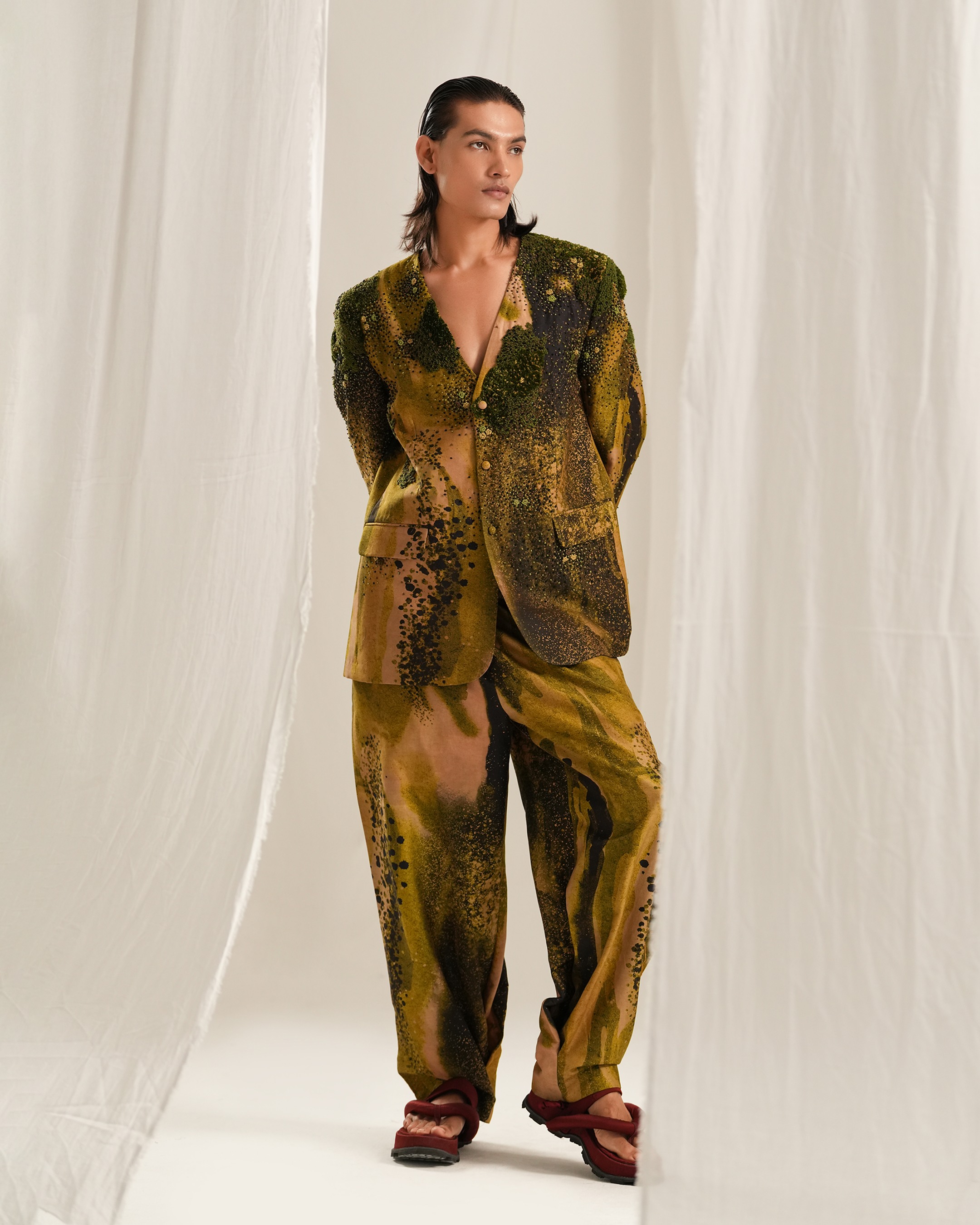 Green Glade Emb. Blazer Set