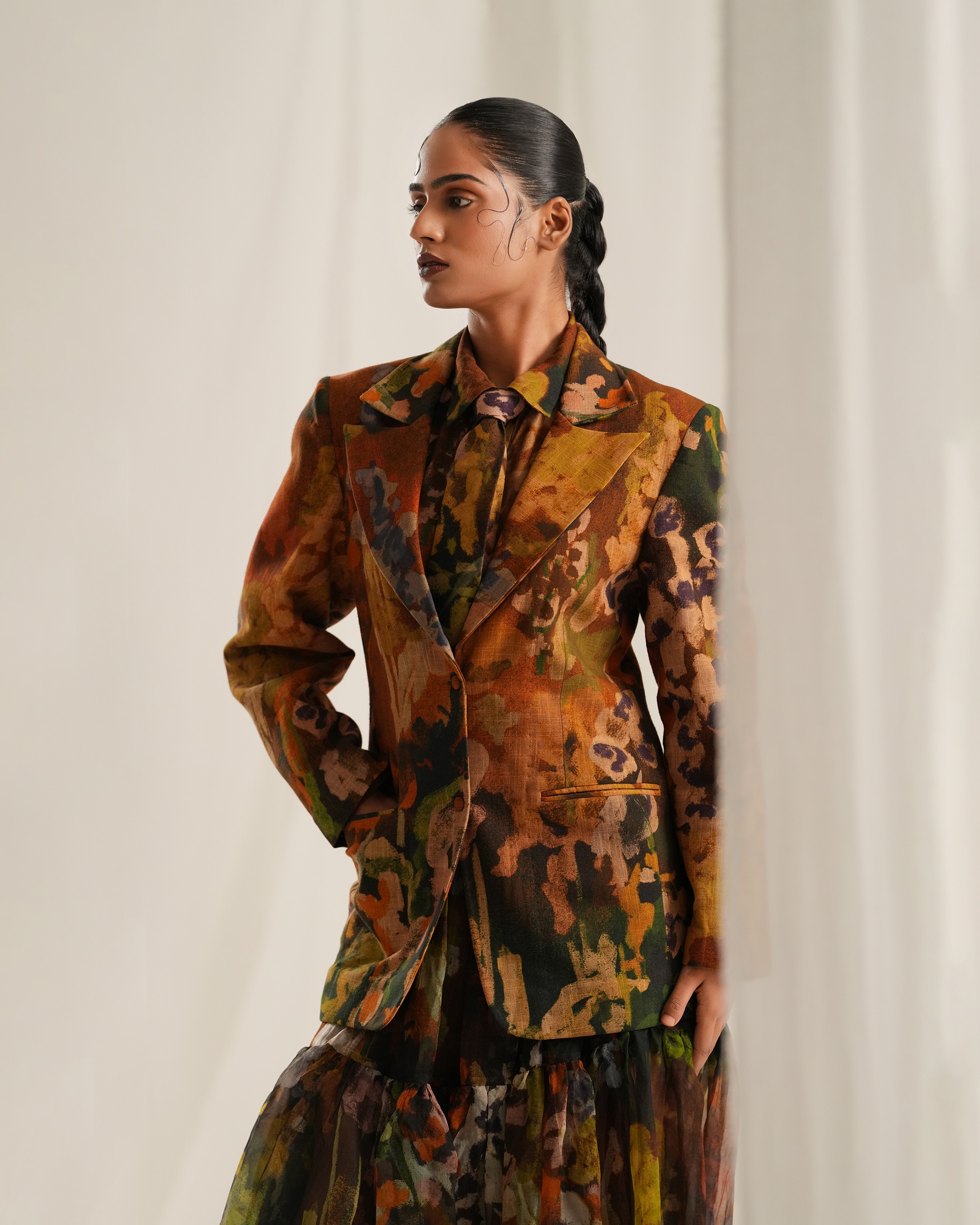 Brown Floral Blazer