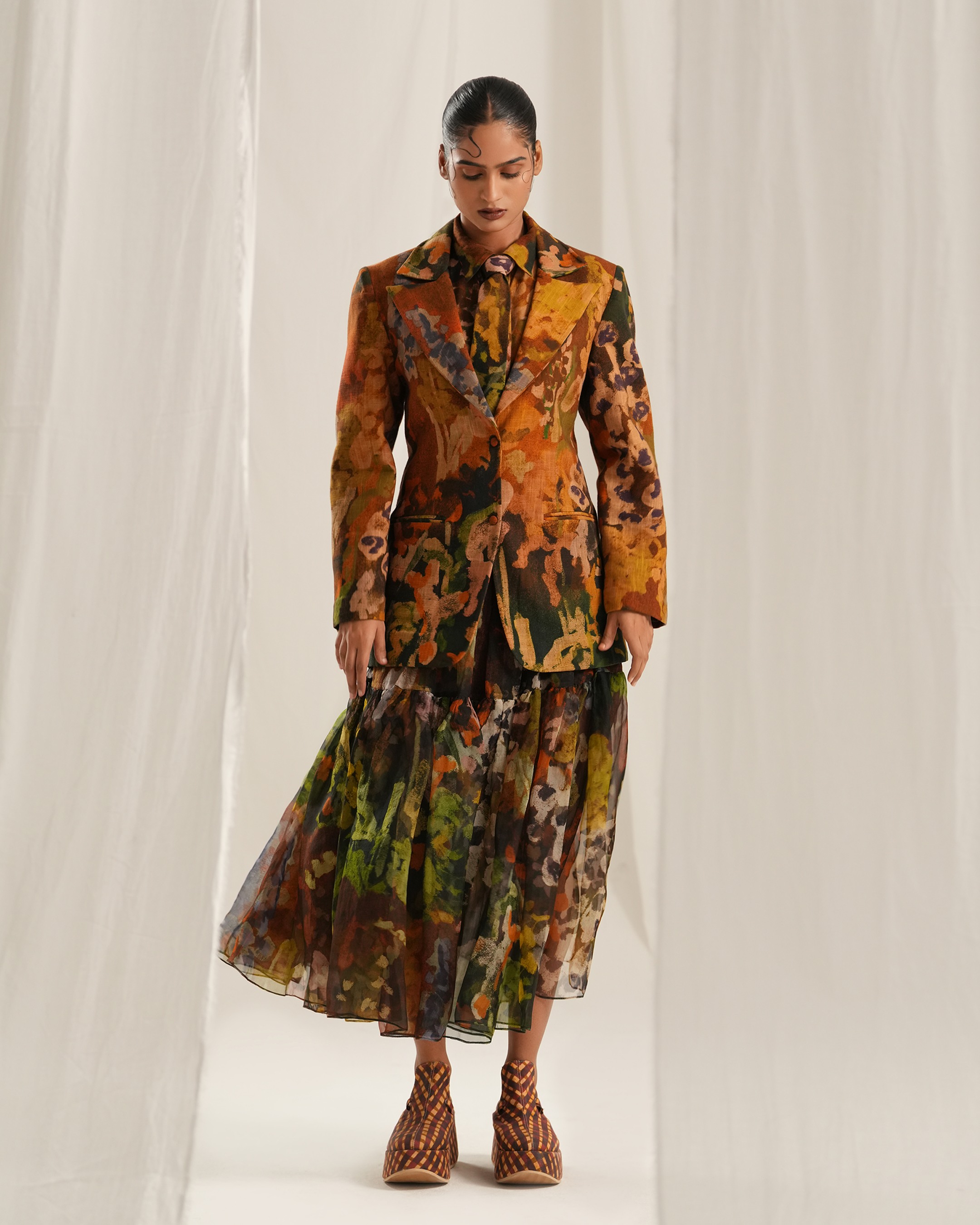 Brown Floral Blazer
