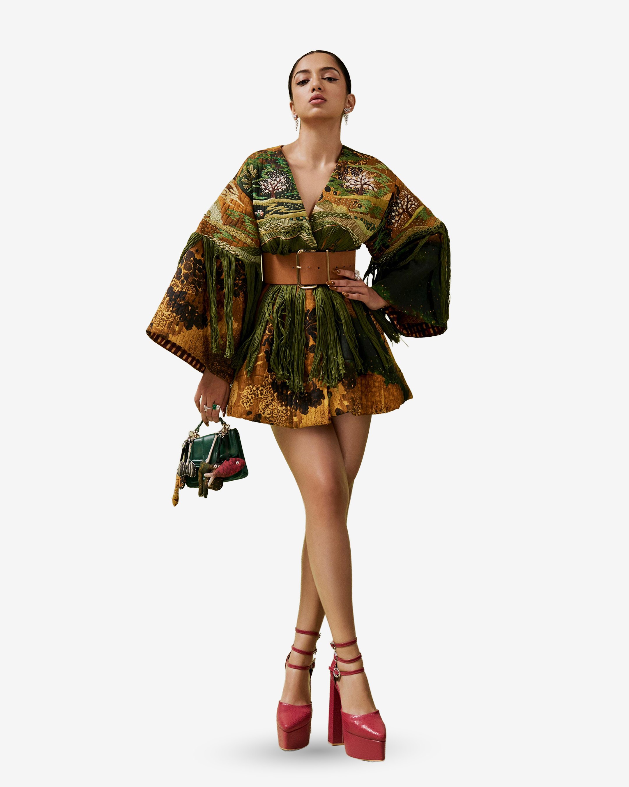 Green Galaxy Quilted Kimono Dress