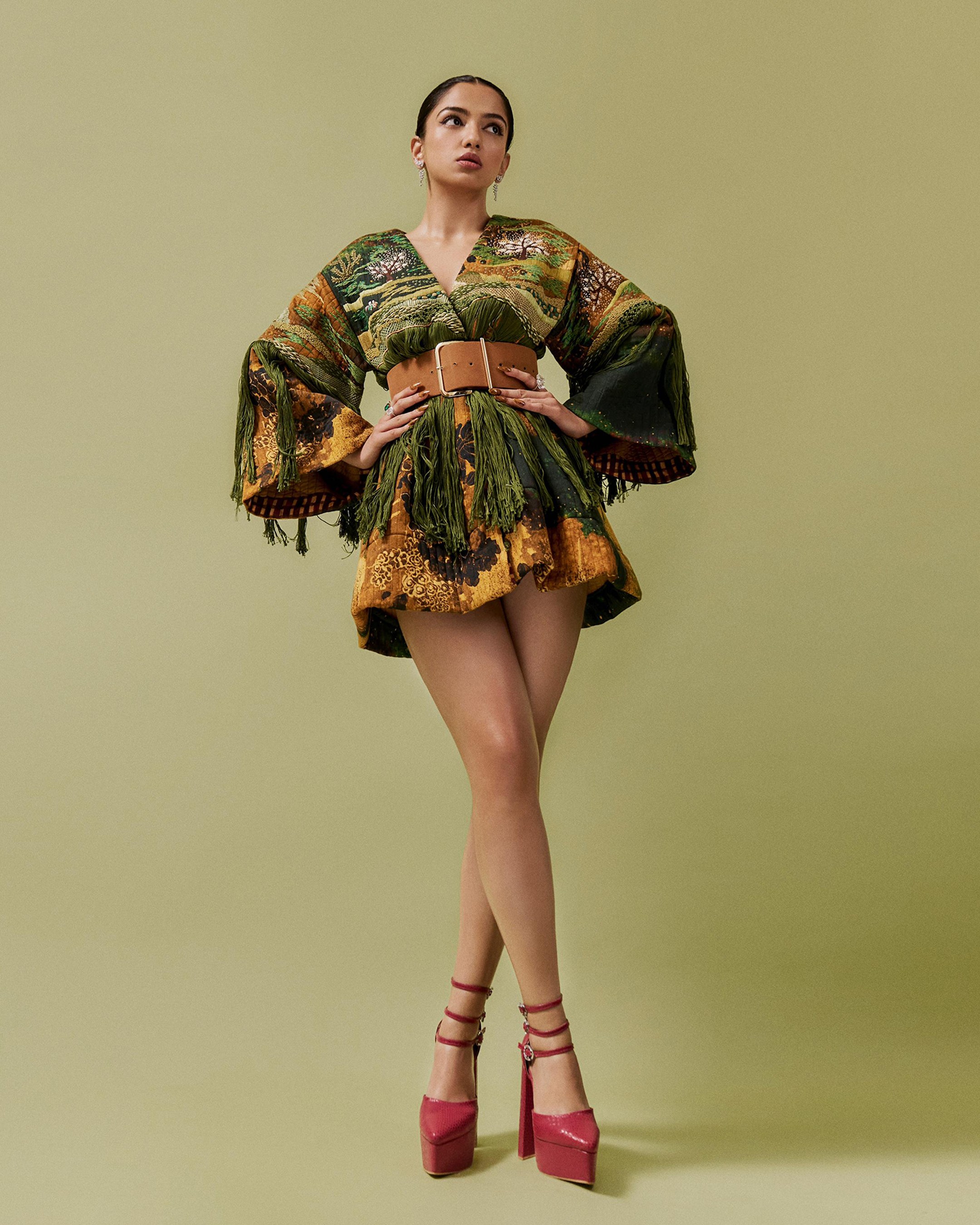 Green Galaxy Quilted Kimono Dress