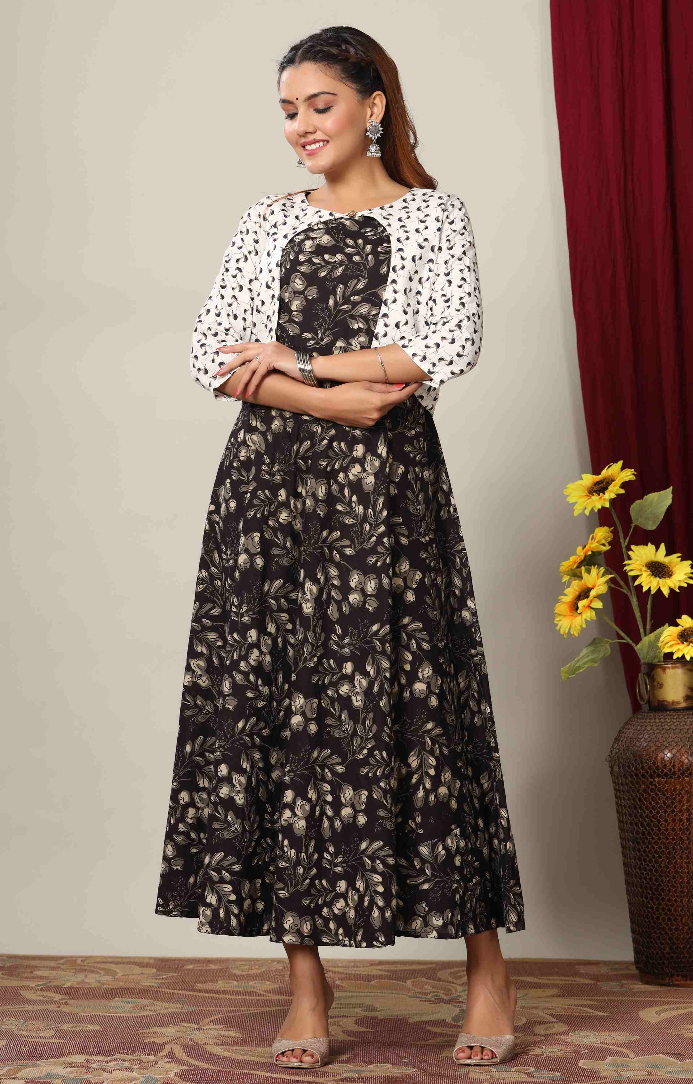 Jaipuri kurti sale with jacket