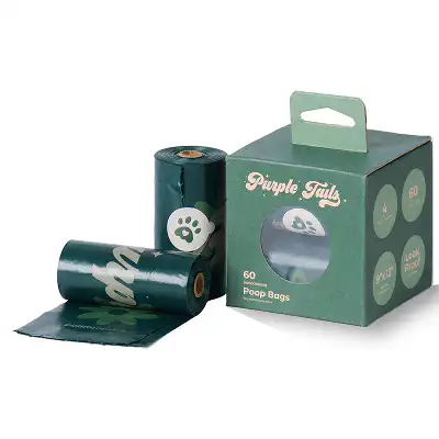 Purple Tails Poop Bags Sandalwood Scented for Dogs 4 Rolls (Green)