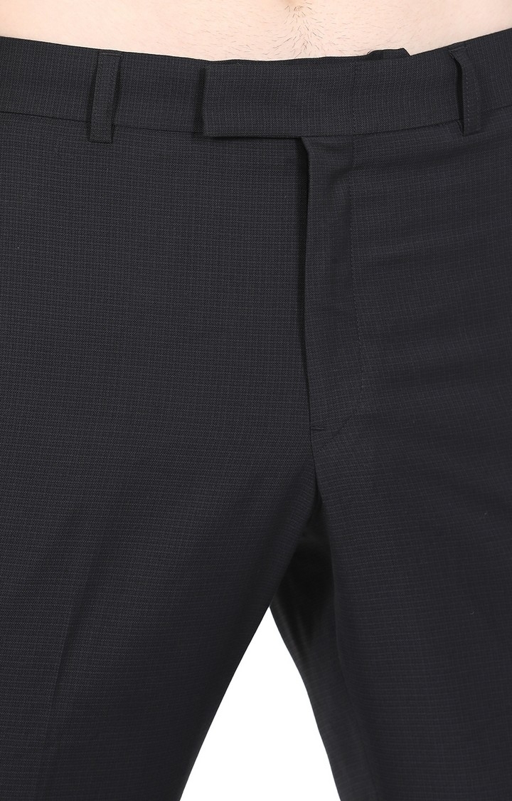JadeBlue | TJBC220/2,BLACK CHEX Men's Black Rayon Checked Formal Trousers 3