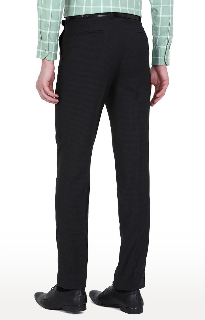 JadeBlue | TJBC220/2,BLACK CHEX Men's Black Rayon Checked Formal Trousers 2