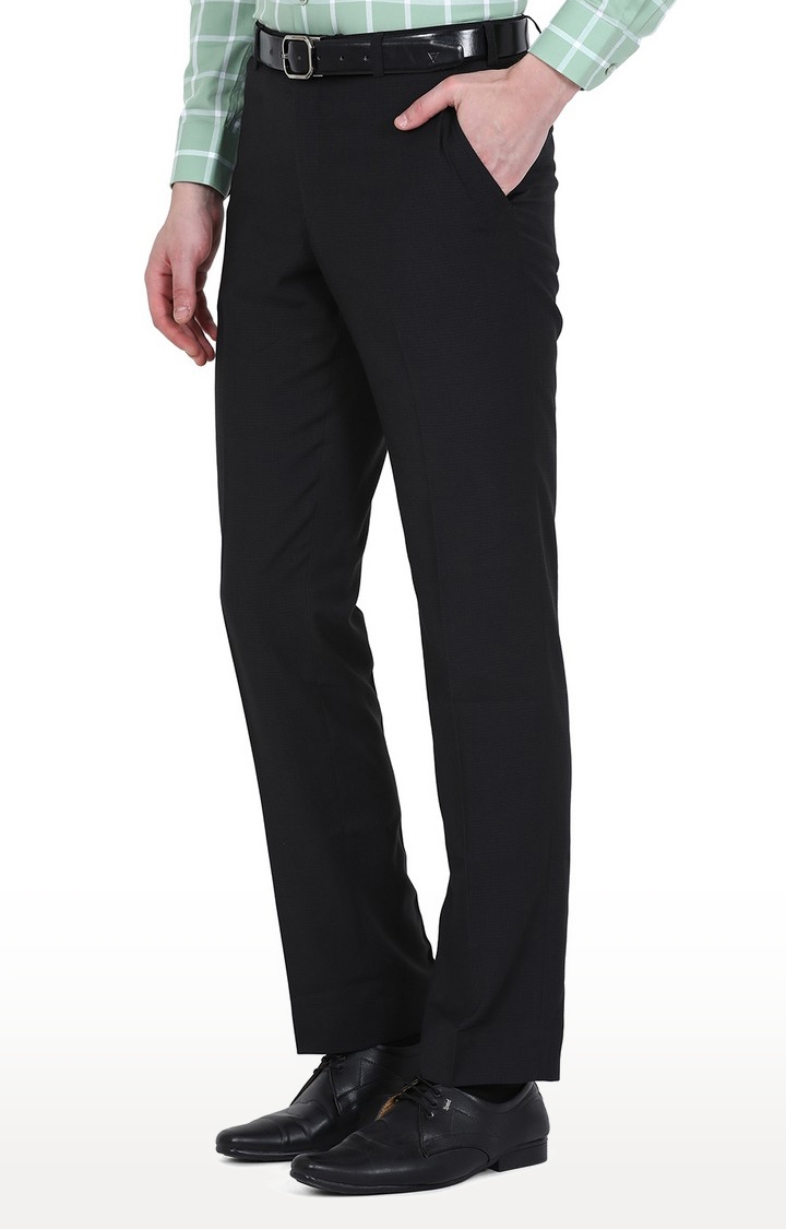 JadeBlue | TJBC220/2,BLACK CHEX Men's Black Rayon Checked Formal Trousers 1