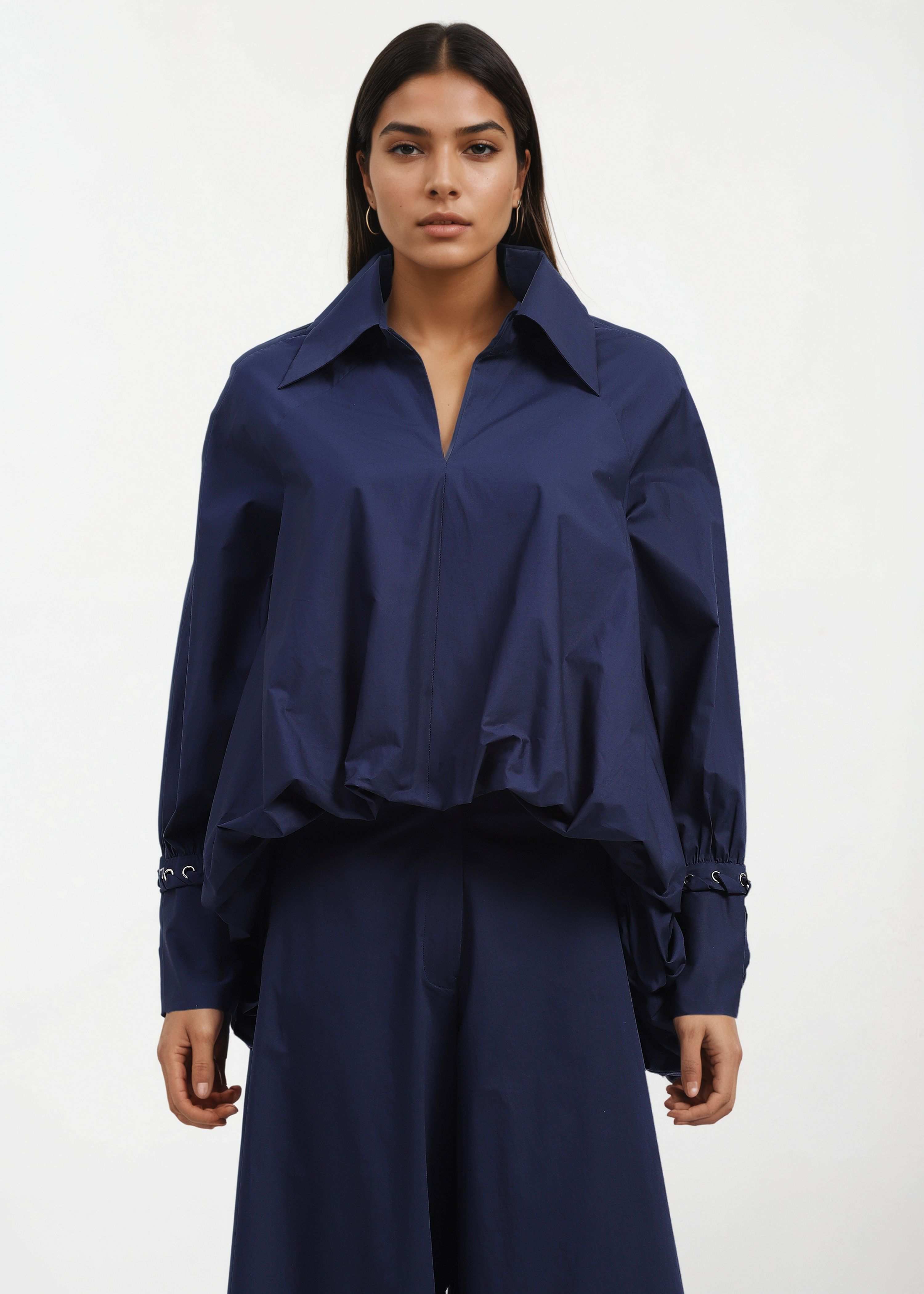 AKOK Blue Cotton Baloon Shirt and Trouser Co-ords