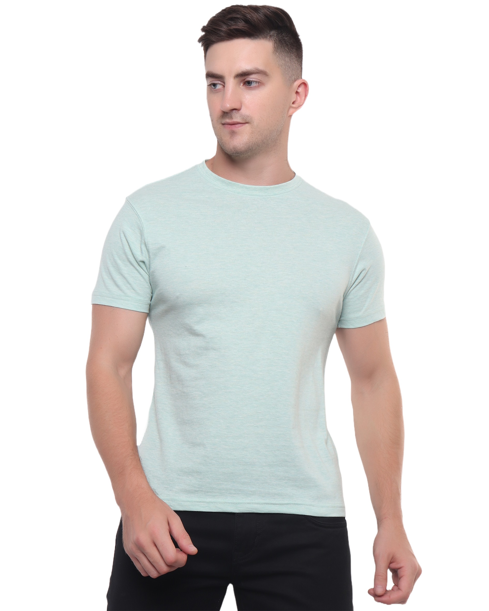 Tea Green Round Neck T Shirt