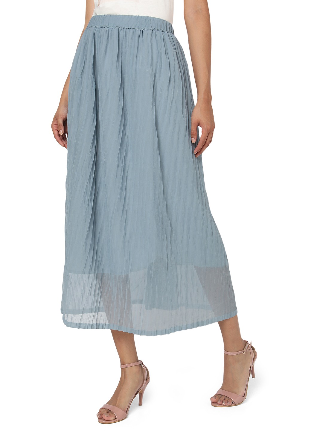 Ice blue pleated skirt hot sale