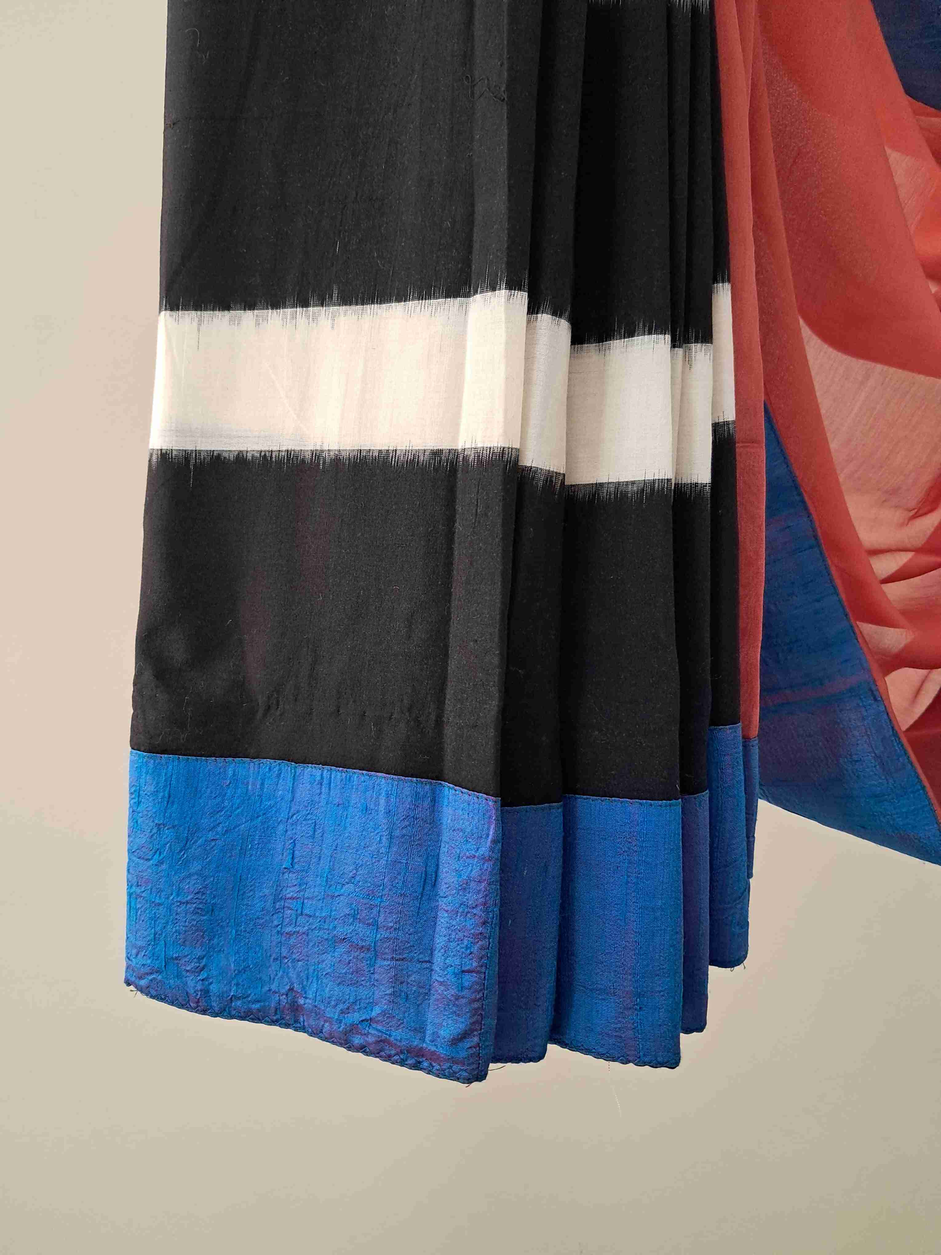 Ikat Cotton And Chanderi Silk Saree
