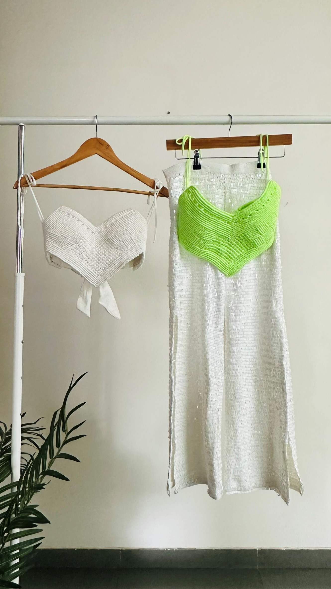 Heart's Desire Macrame Bustier in Lemon Green