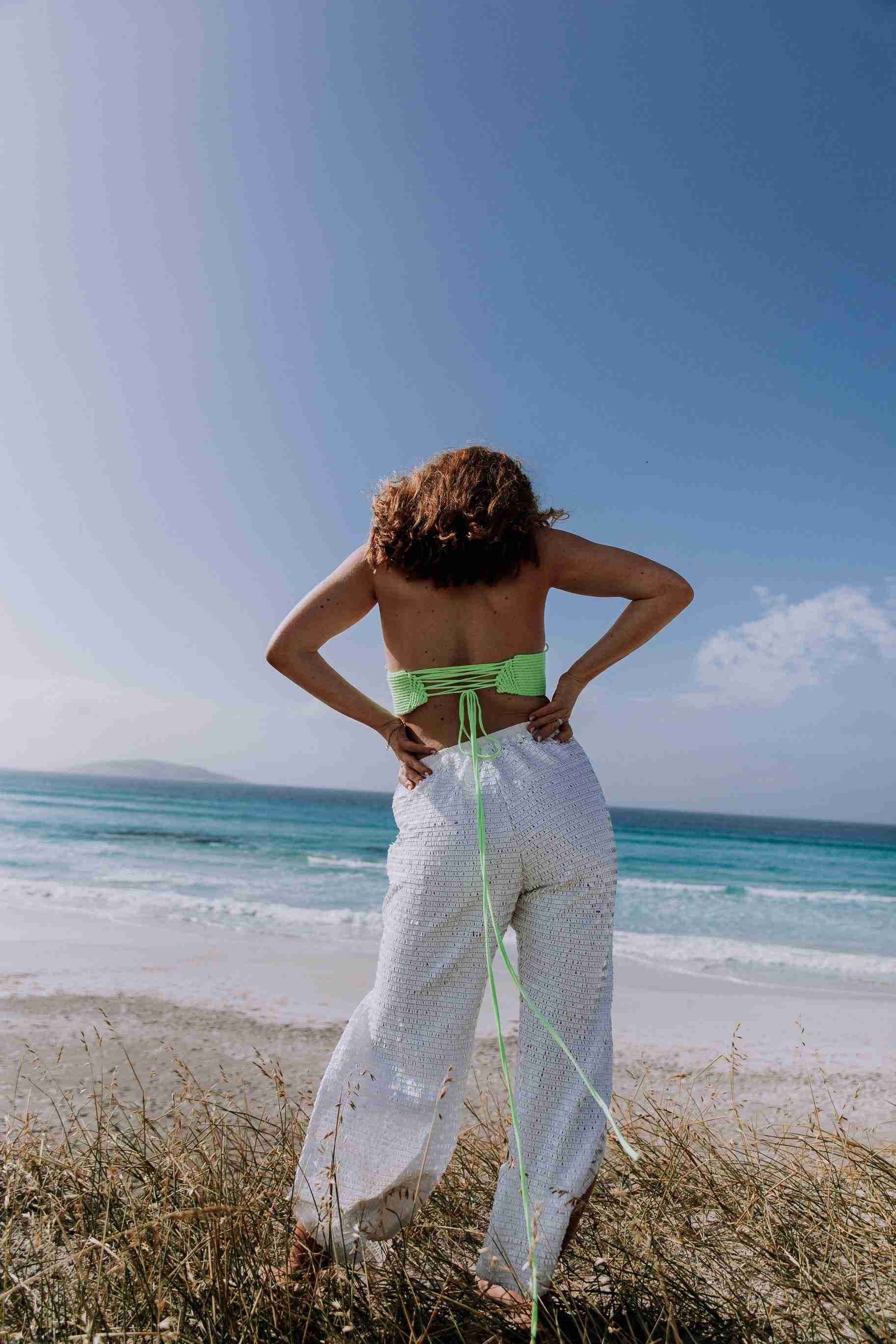 Heart's Desire Macrame Bustier in Lemon Green